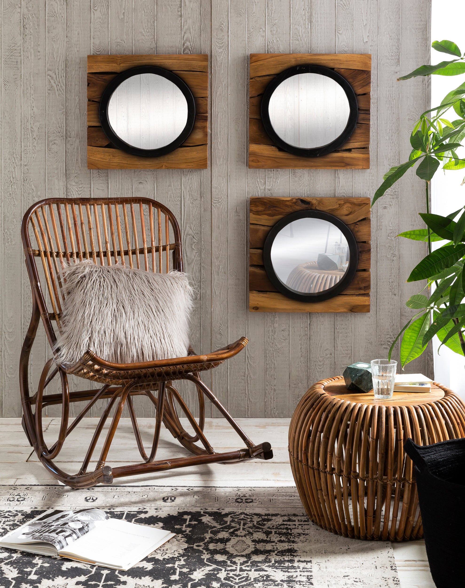 RATTAN Schaukelstuhl – Natur – Bild 5