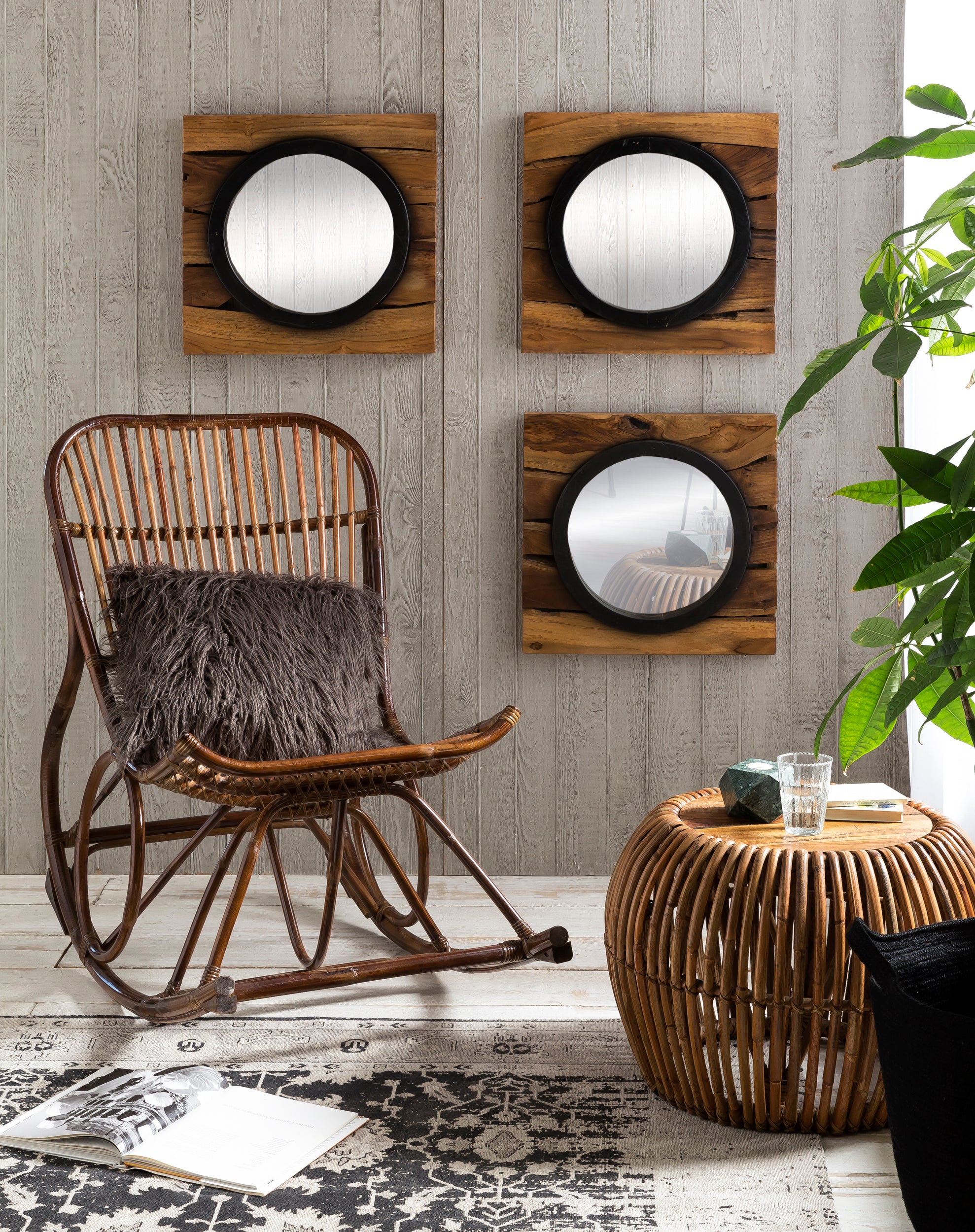 RATTAN Schaukelstuhl – Natur – Bild 7