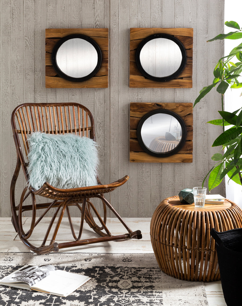 RATTAN Schaukelstuhl – Natur – Bild 9