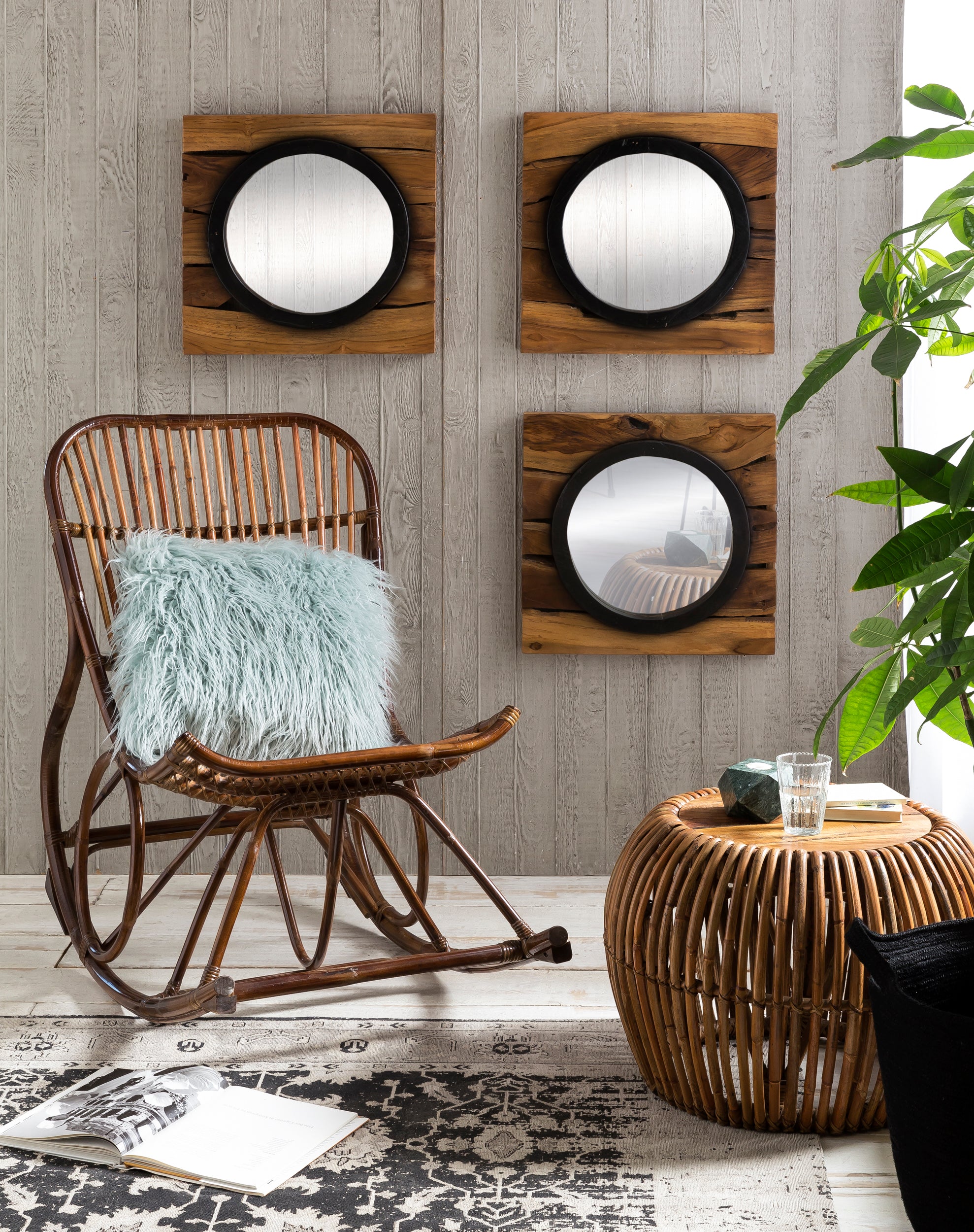 RATTAN Schaukelstuhl – Natur – Bild 9