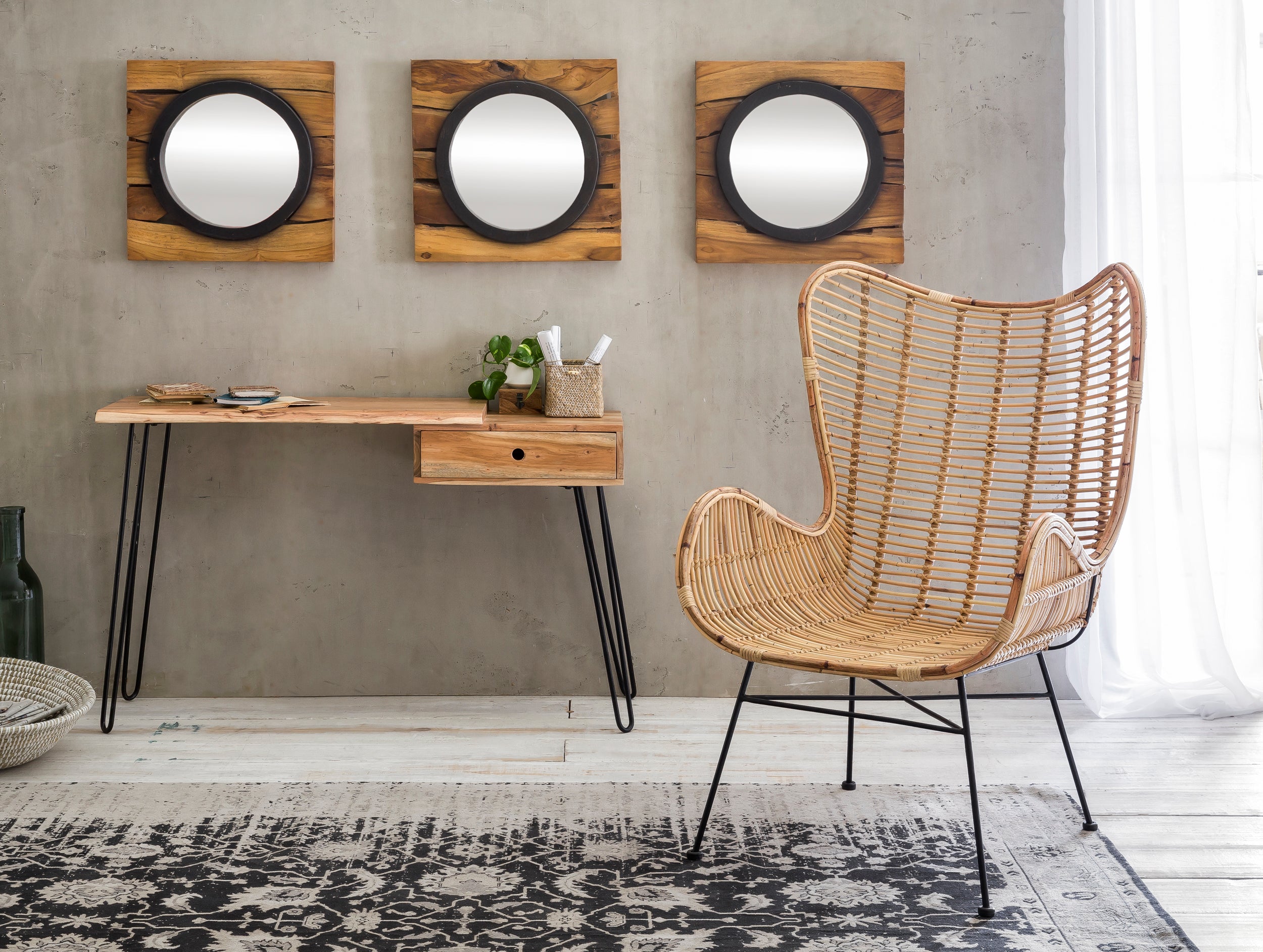 RATTAN Sessel – Natur, Gestell antikschwarz – Bild 8