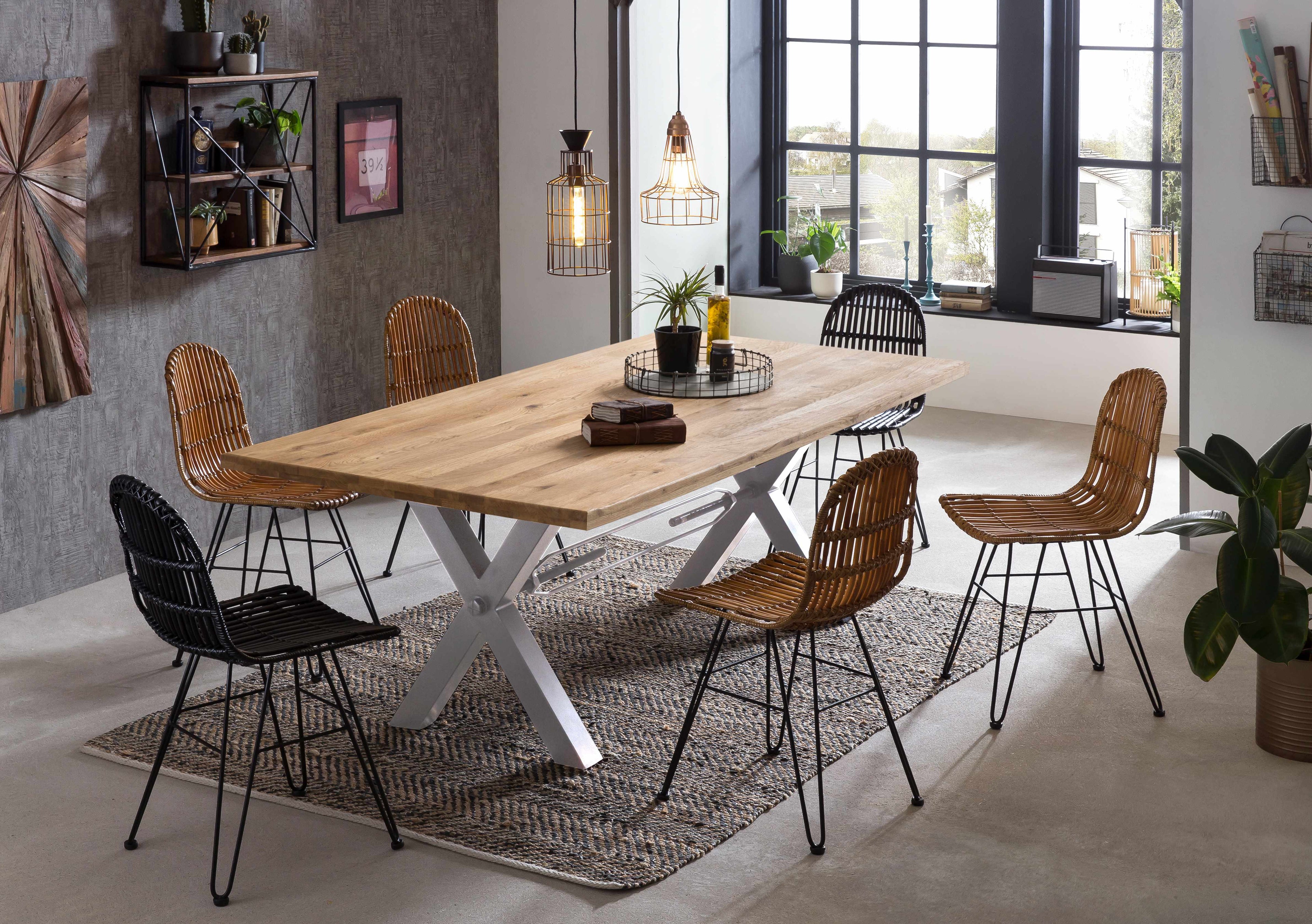 RATTAN Stuhl – Natur, Gestell antikschwarz – Bild 16