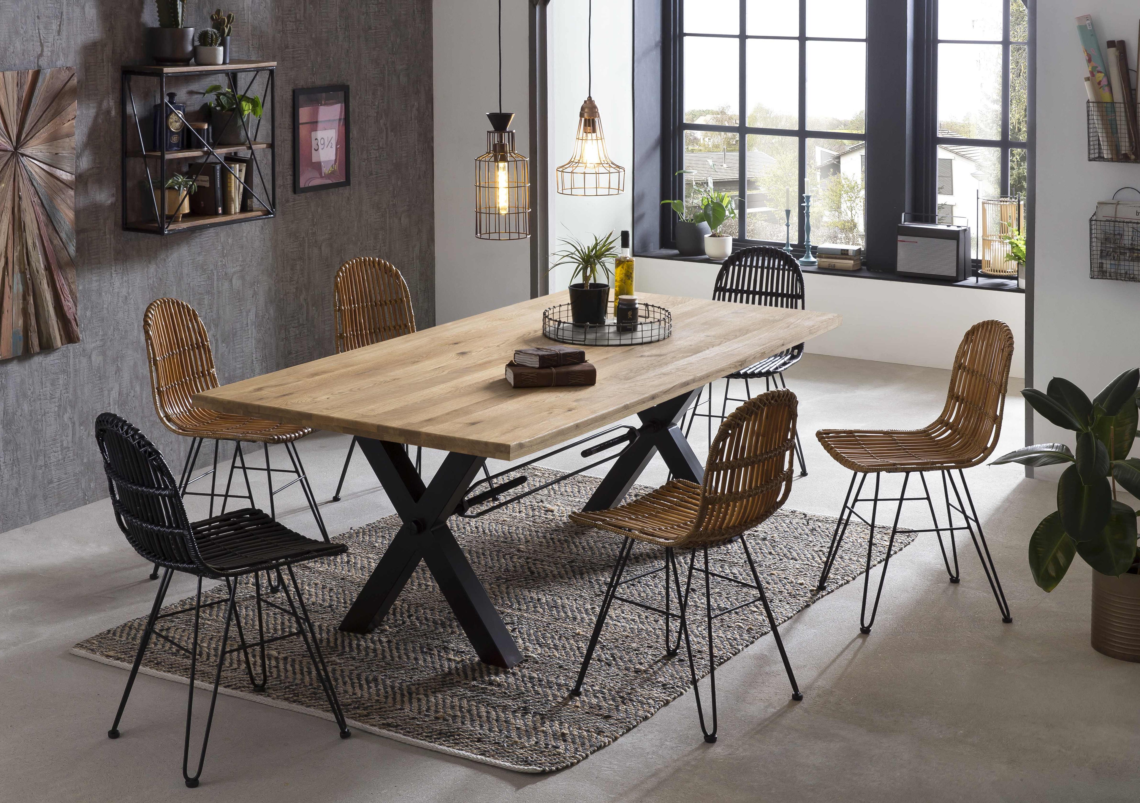 RATTAN Stuhl – Natur, Gestell antikschwarz – Bild 17