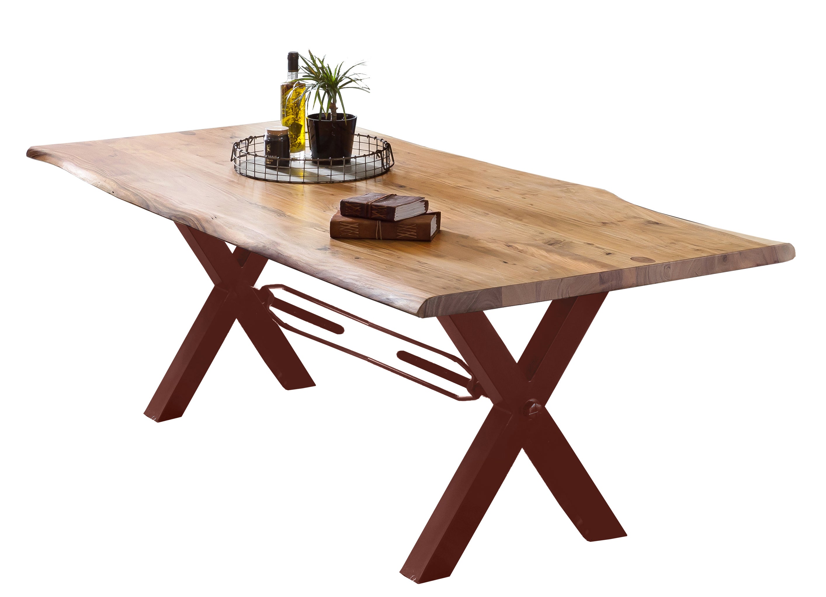 TABLES & CO Tisch 240x100 cm, Akazie natur – Natur, antikbraun