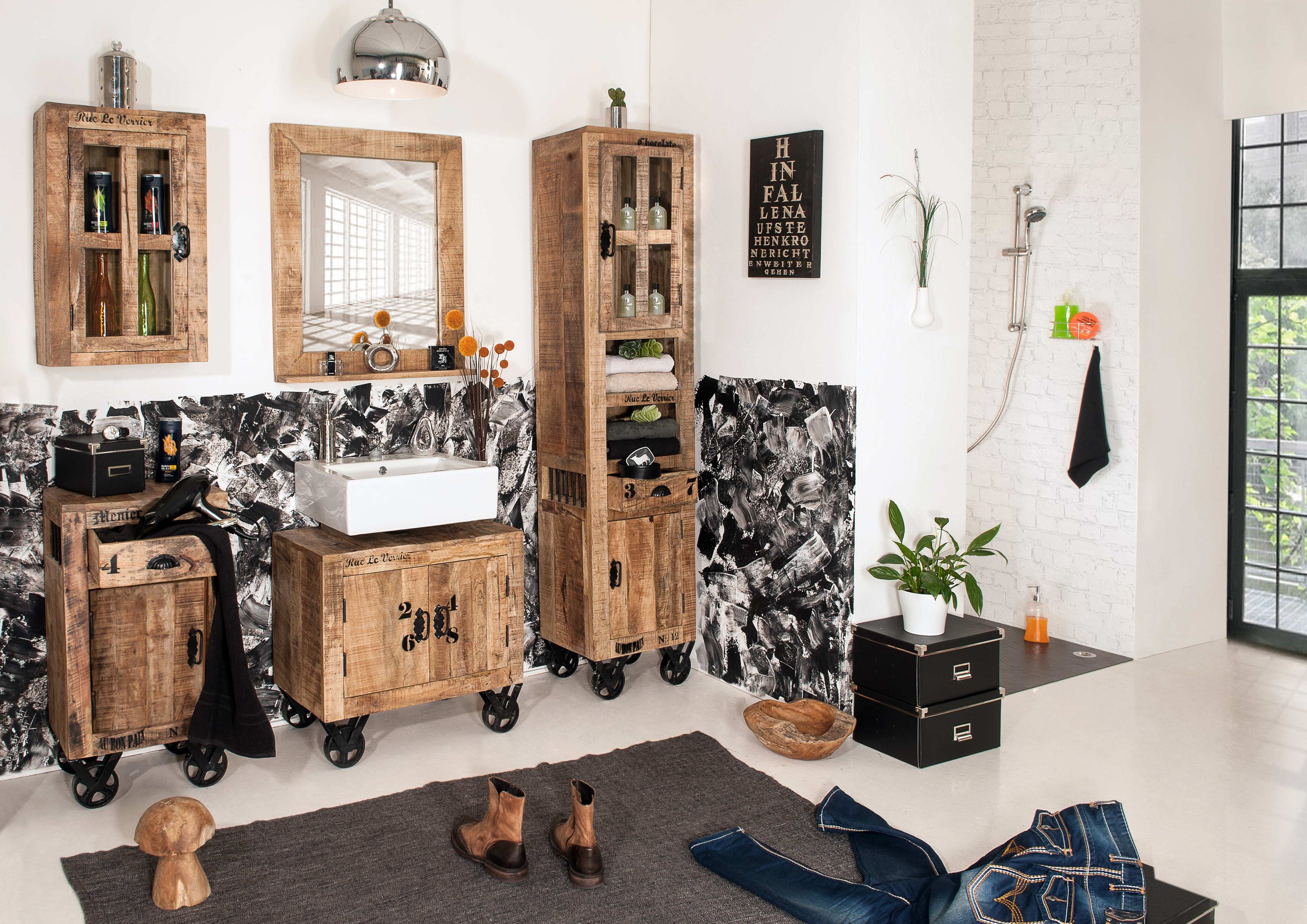 RUSTIC Unterschrank – Natur antik mit antikschwarzen Beschlägen – Bild 6