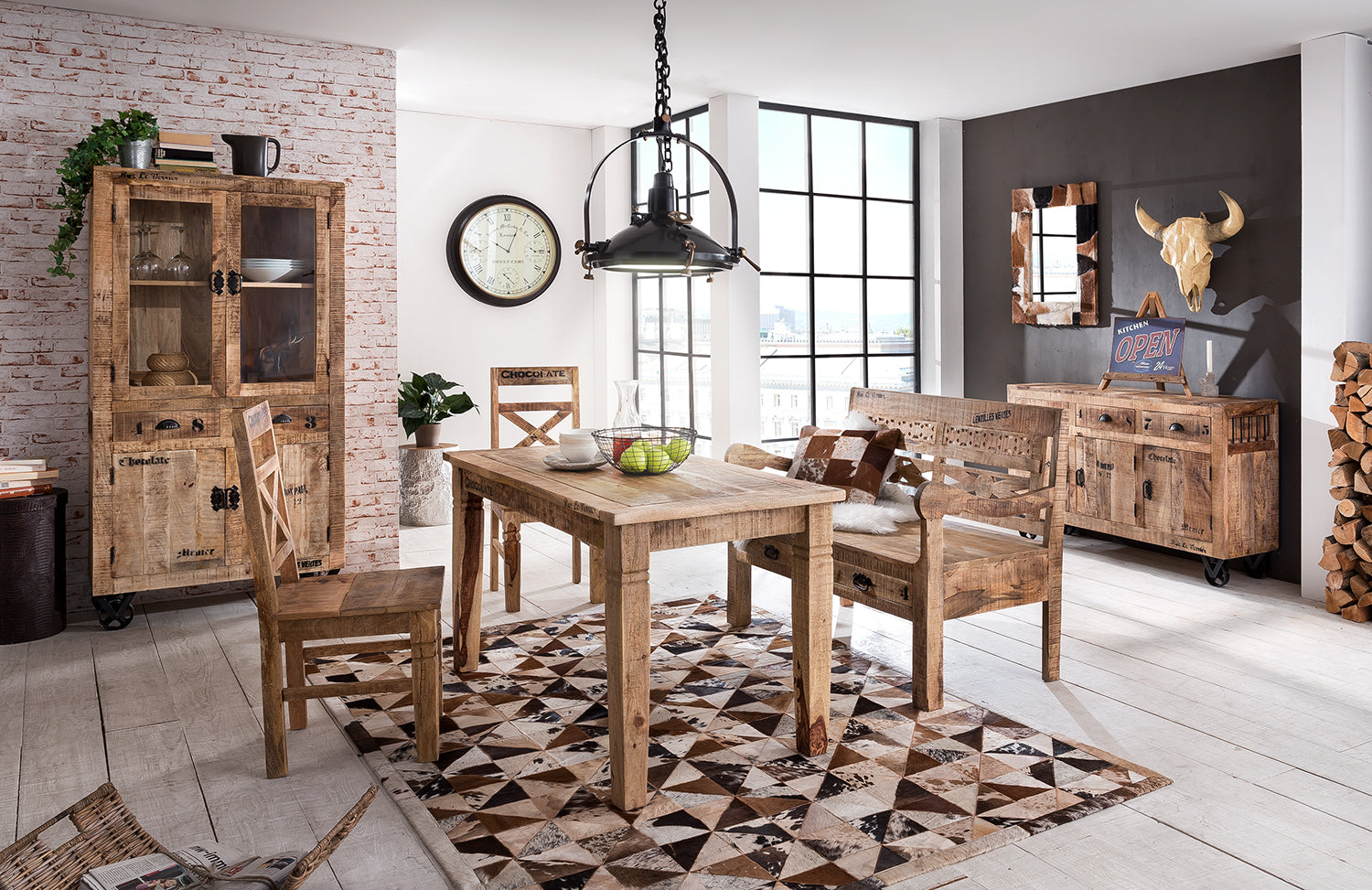 RUSTIC Sideboard – Natur antik mit antikschwarzen Beschlägen – Bild 4