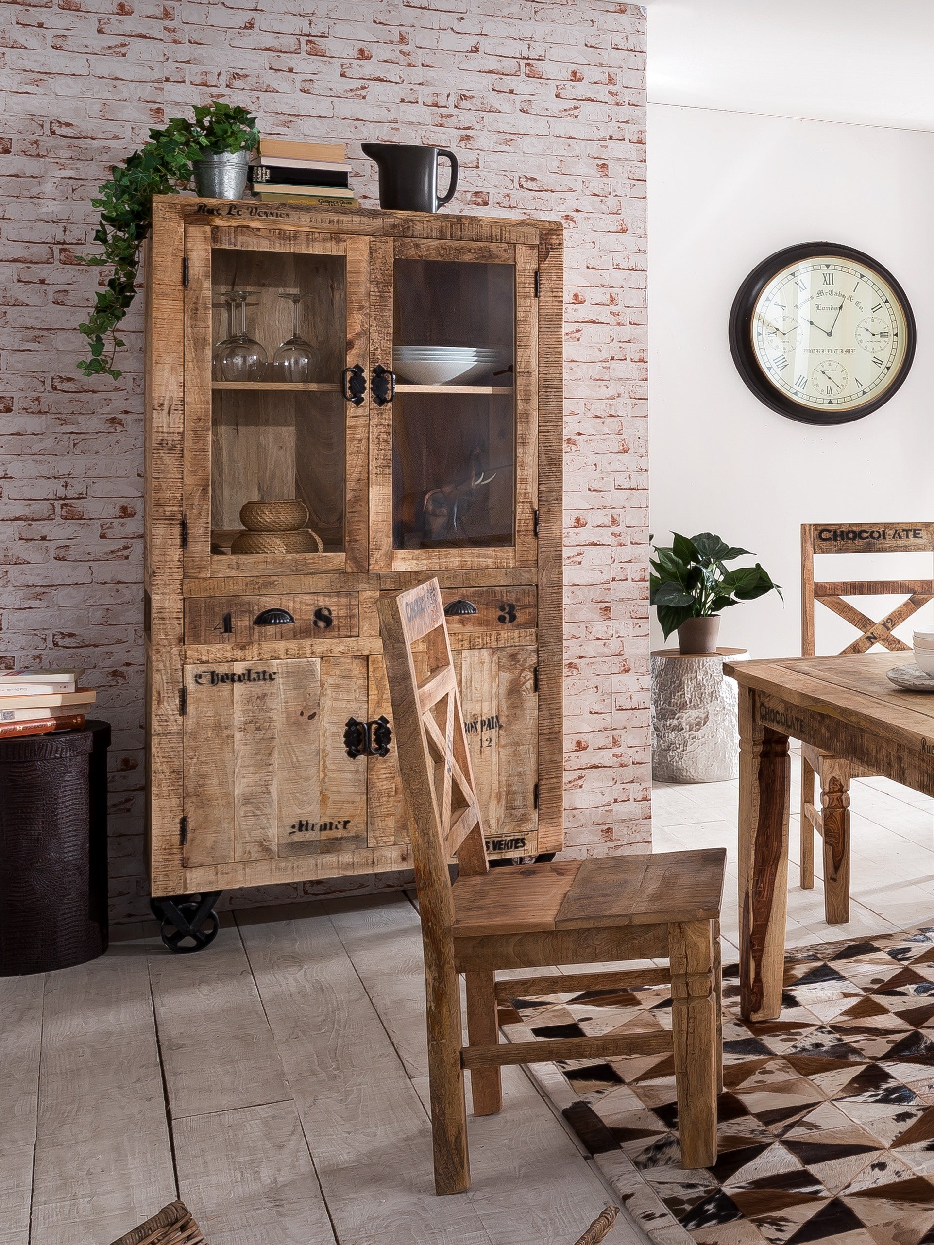 RUSTIC Stuhl, 2er-Set – Natur antik mit antikschwarzen Beschlägen – Bild 6