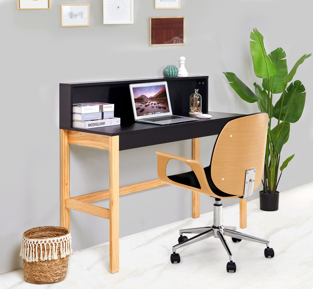 Möbilia - Schreibtisch 120x45x101 cm schwarz, natur