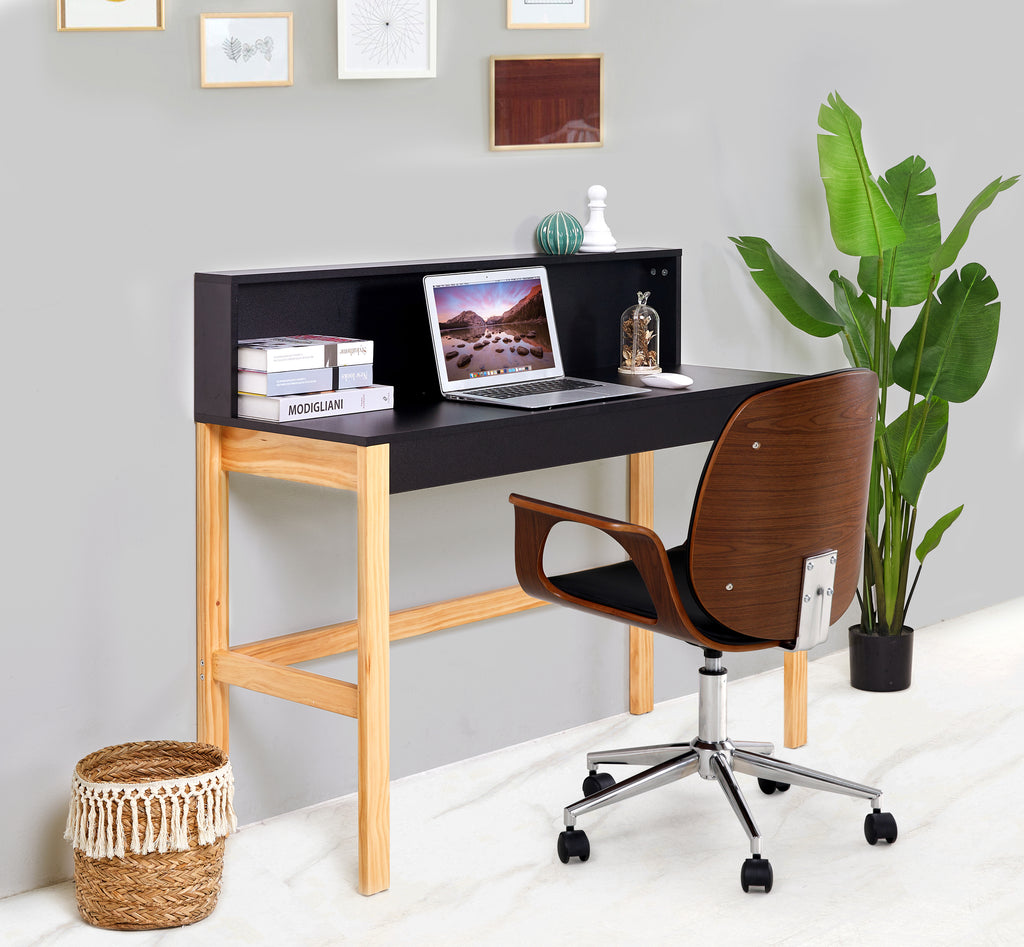 Möbilia - Schreibtisch 120x45x101 cm schwarz, natur