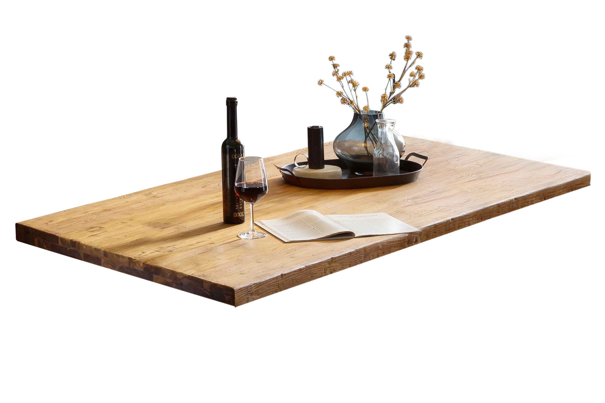 TOPS & TABLES Tisch 180x100 cm – Platte Natur, Gestell schwarz