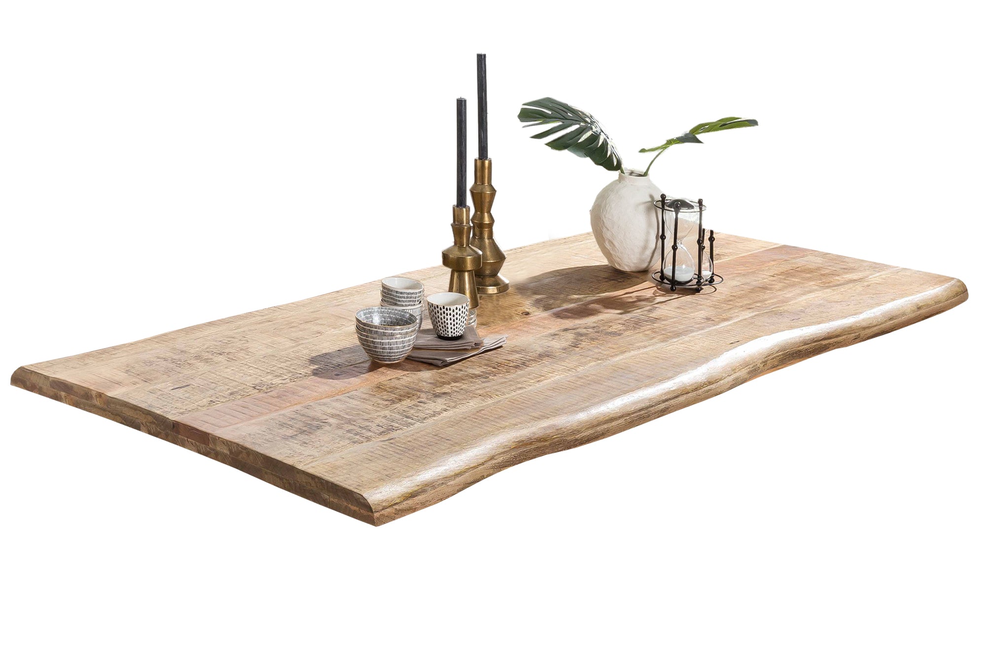 TOPS & TABLES Tisch 160x90 cm – Platte Natur, Gestell schwarz