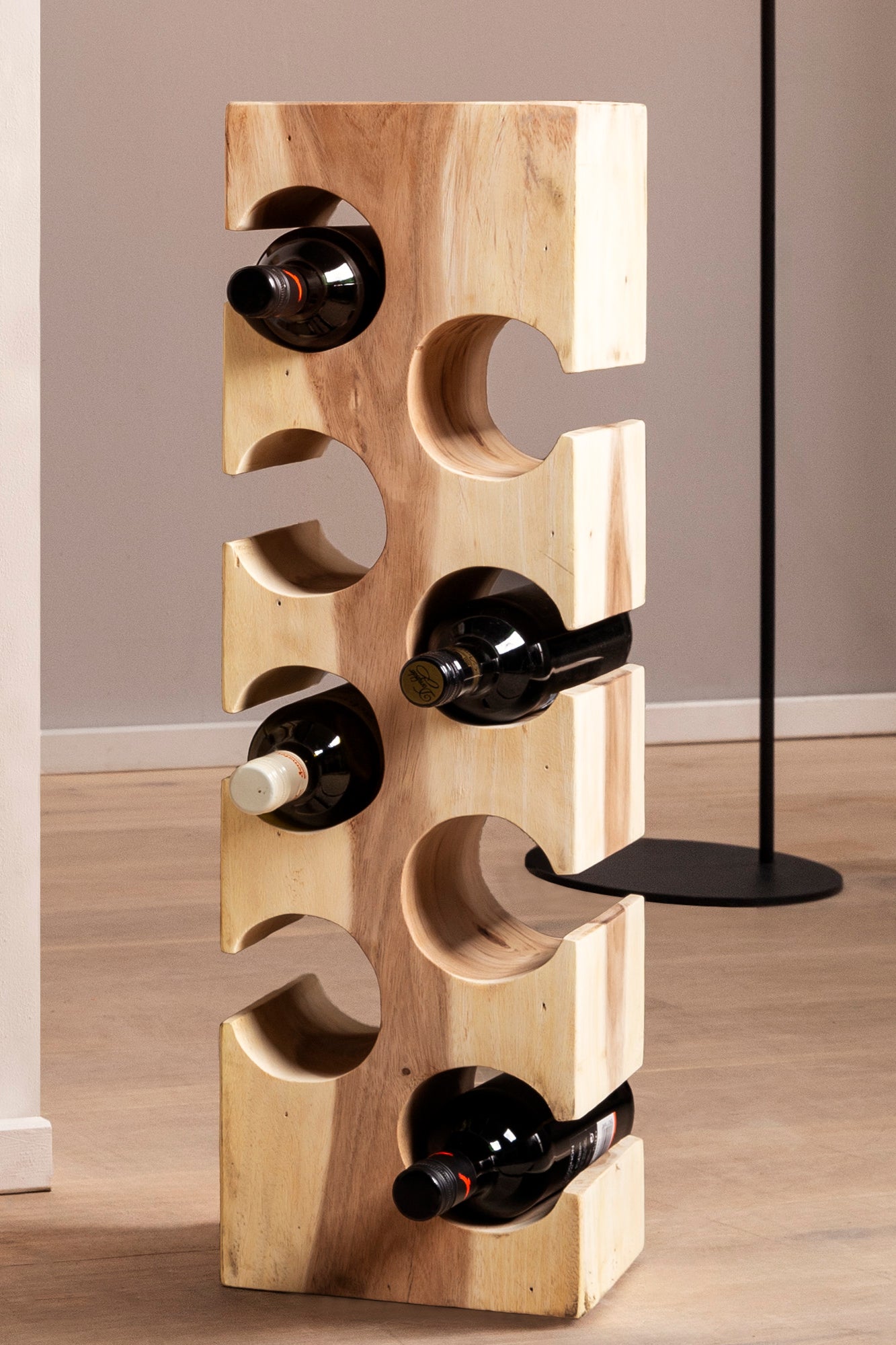 ROMANTEAKA Weinregal 8 Flaschen – Natur – Bild 4