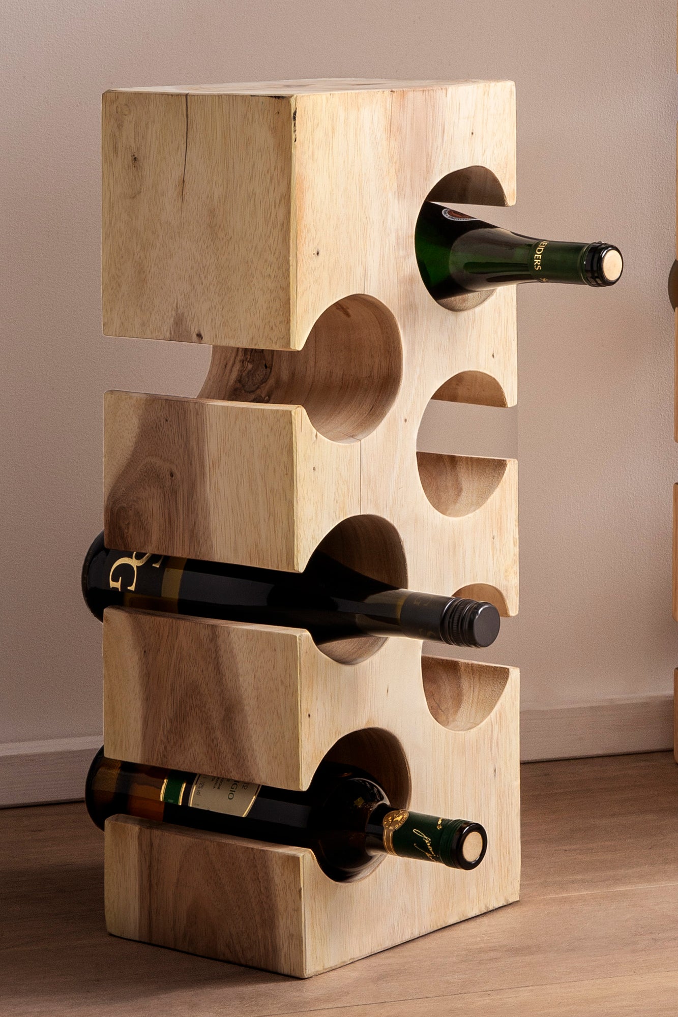 ROMANTEAKA Weinregal 6 Flaschen – Natur – Bild 4