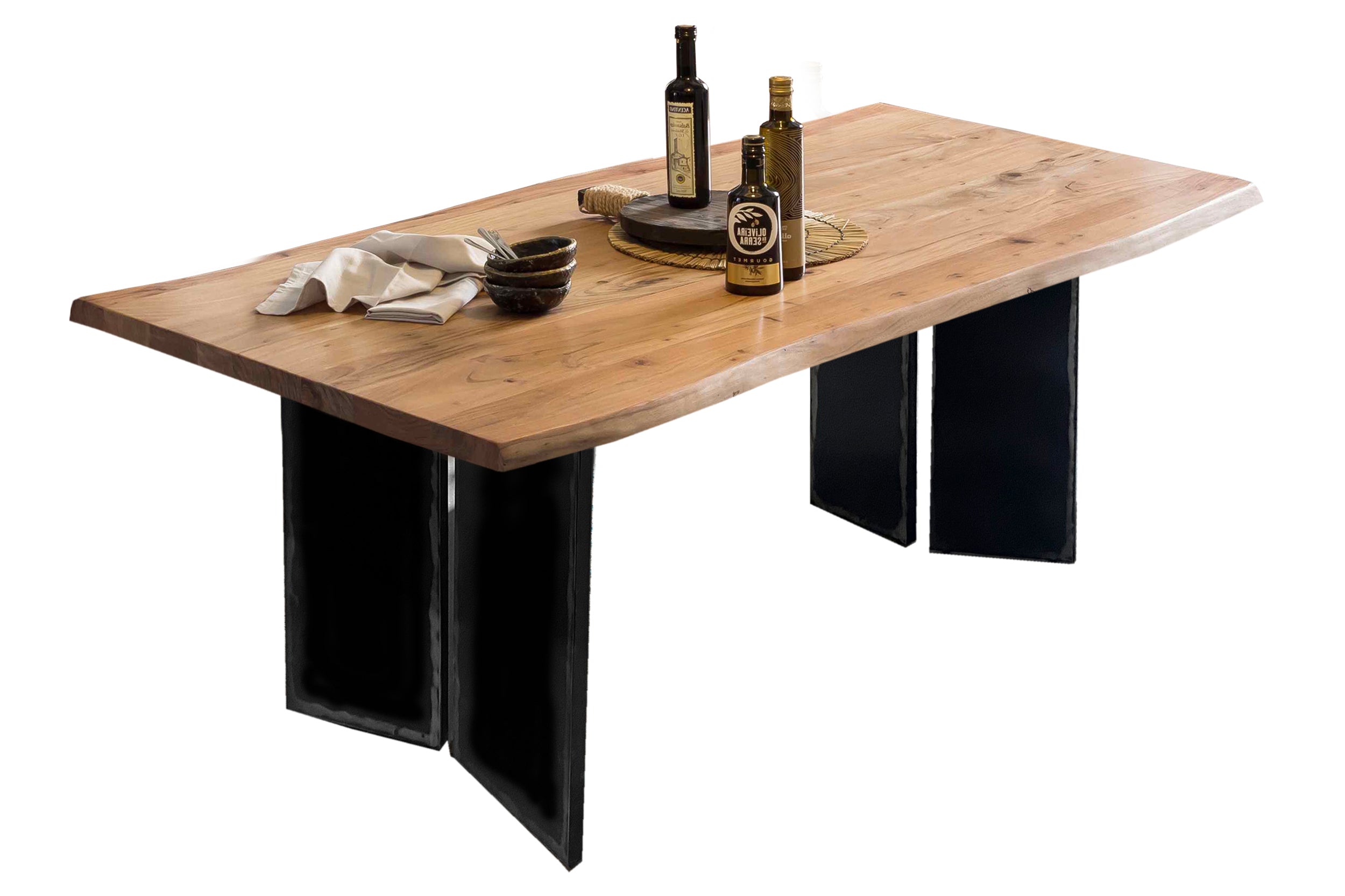 TOPS & TABLES Tisch 160x85 cm – Platte Natur, Gestell schwarz – Bild 2