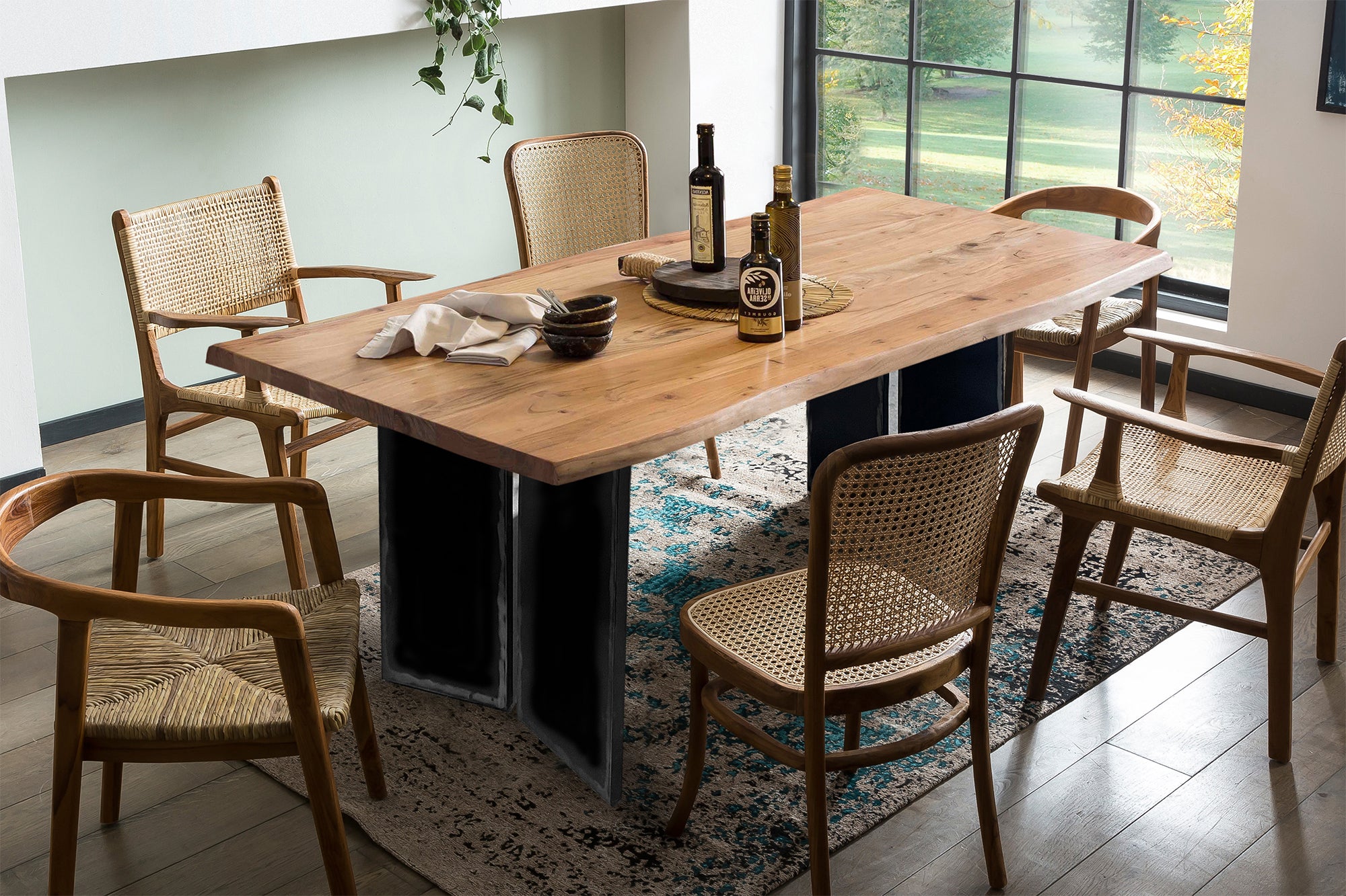 TOPS & TABLES Tisch 160x85 cm – Platte Natur, Gestell schwarz – Bild 4