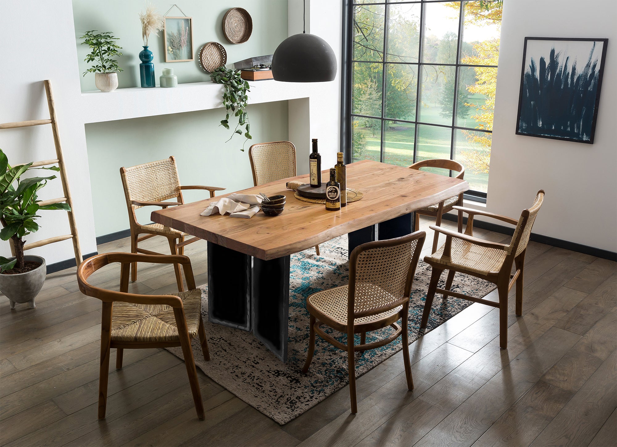 TOPS & TABLES Tisch 200x100 cm – Platte Natur, Gestell schwarz – Bild 3