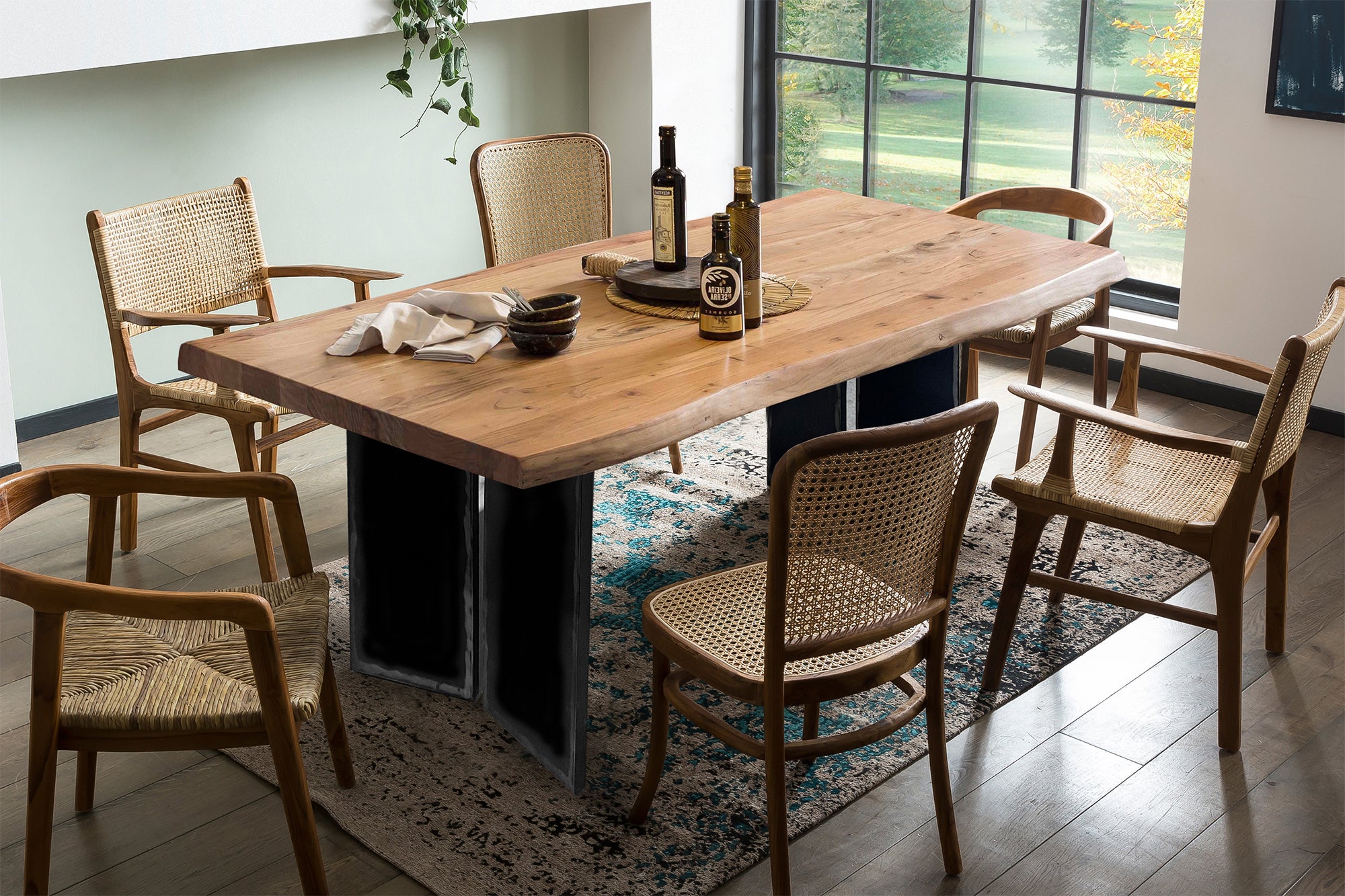 TOPS & TABLES Tisch 200x100 cm – Platte Natur, Gestell schwarz – Bild 4