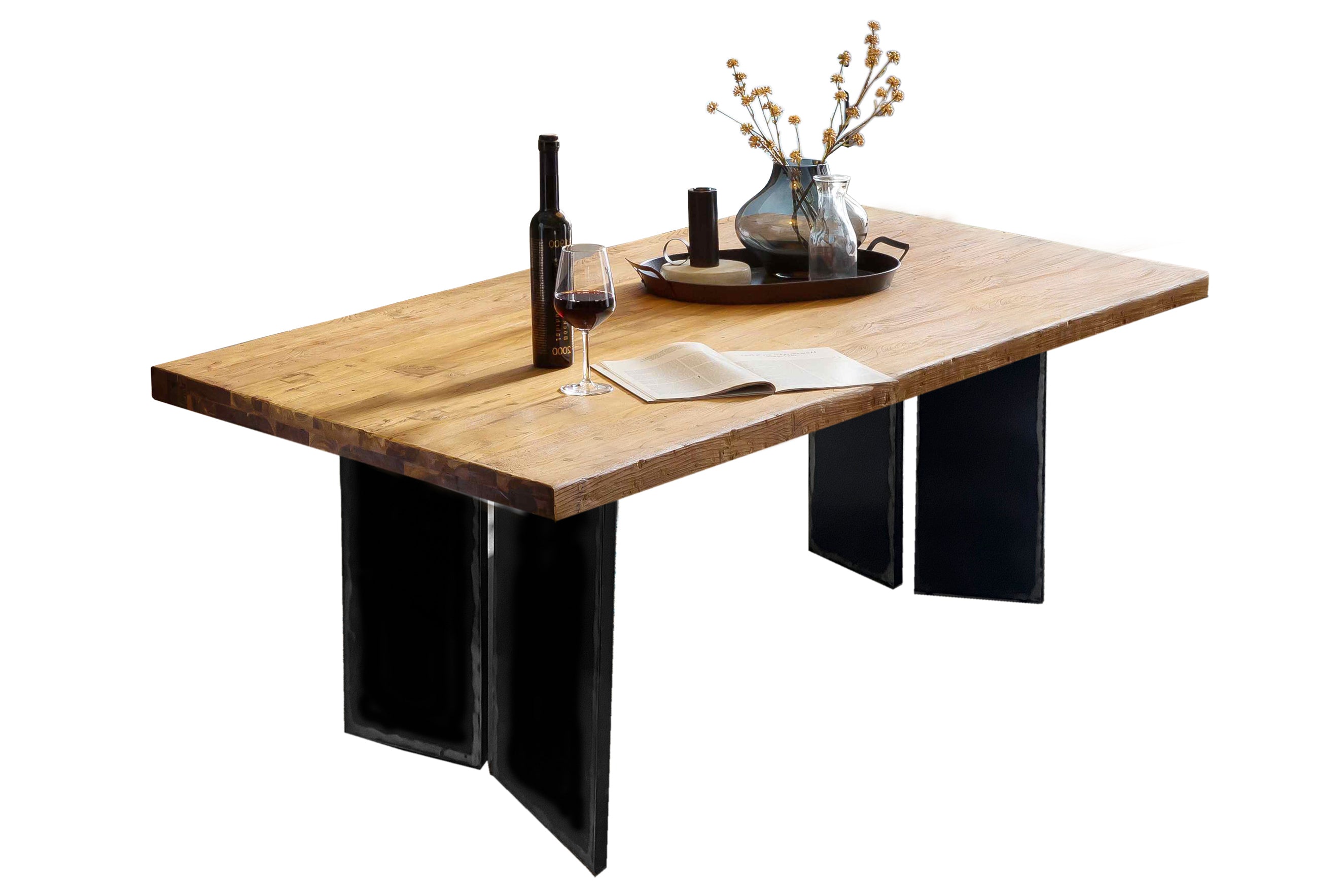 TOPS & TABLES Tisch 180x100 cm – Platte Natur, Gestell schwarz – Bild 2