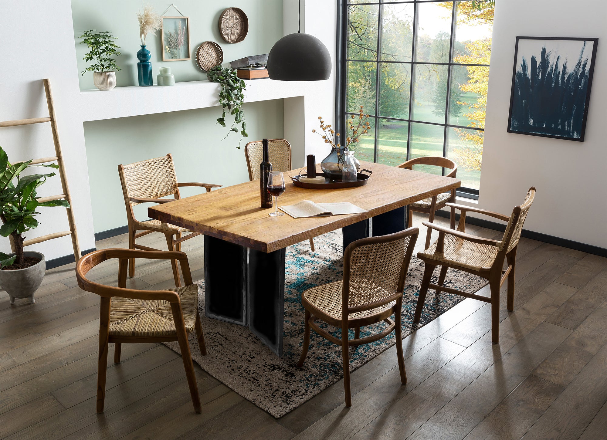 TOPS & TABLES Tisch 180x100 cm – Platte Natur, Gestell schwarz – Bild 3