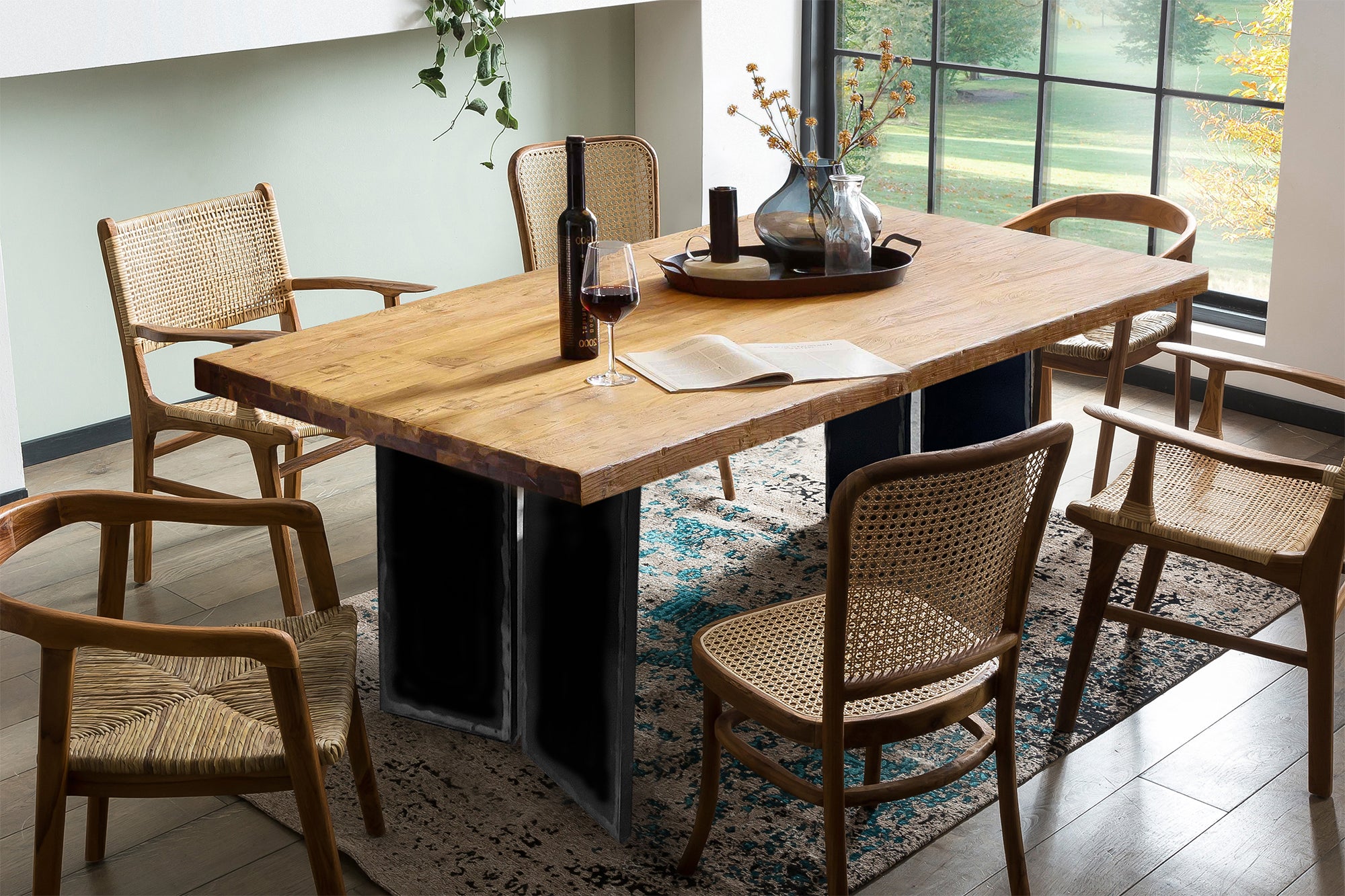 TOPS & TABLES Tisch 180x100 cm – Platte Natur, Gestell schwarz – Bild 4