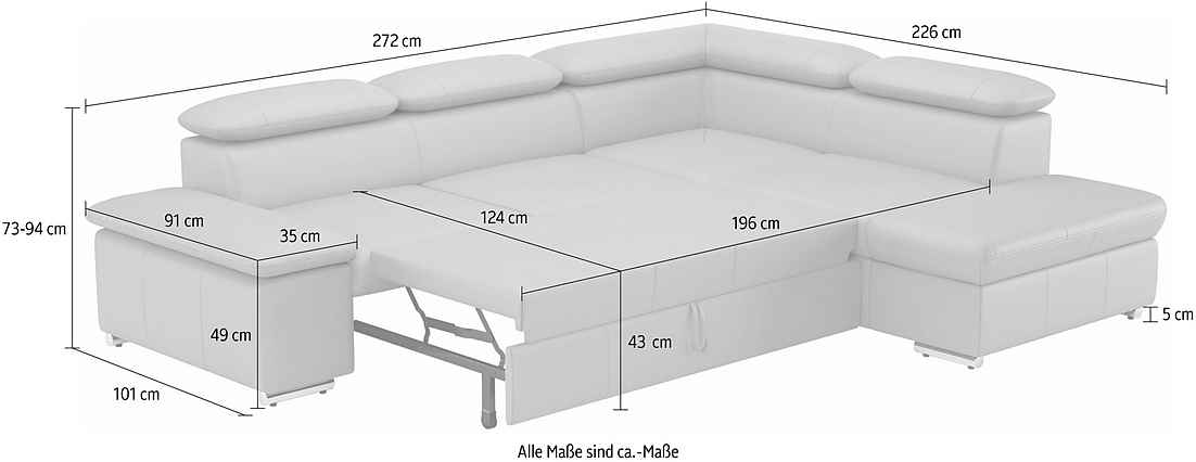 Ecksofa Valantine mit Bettfunktion