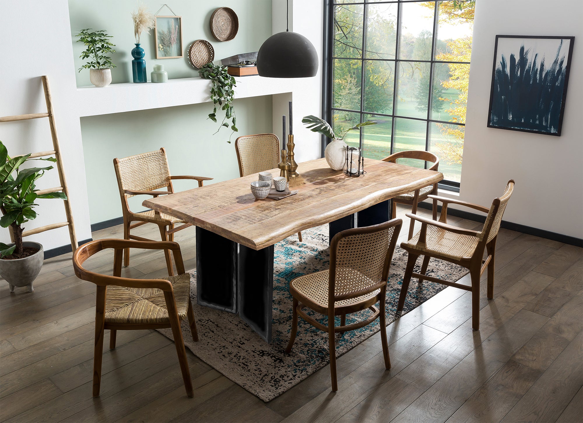 TOPS & TABLES Tisch 160x90 cm – Platte Natur, Gestell schwarz – Bild 3