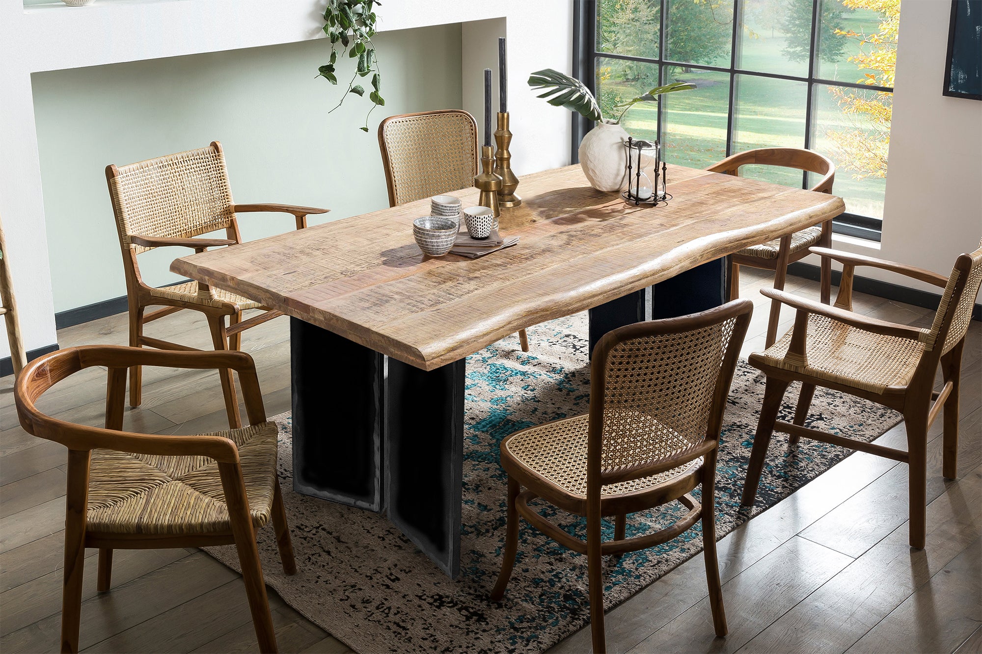 TOPS & TABLES Tisch 160x90 cm – Platte Natur, Gestell schwarz – Bild 4