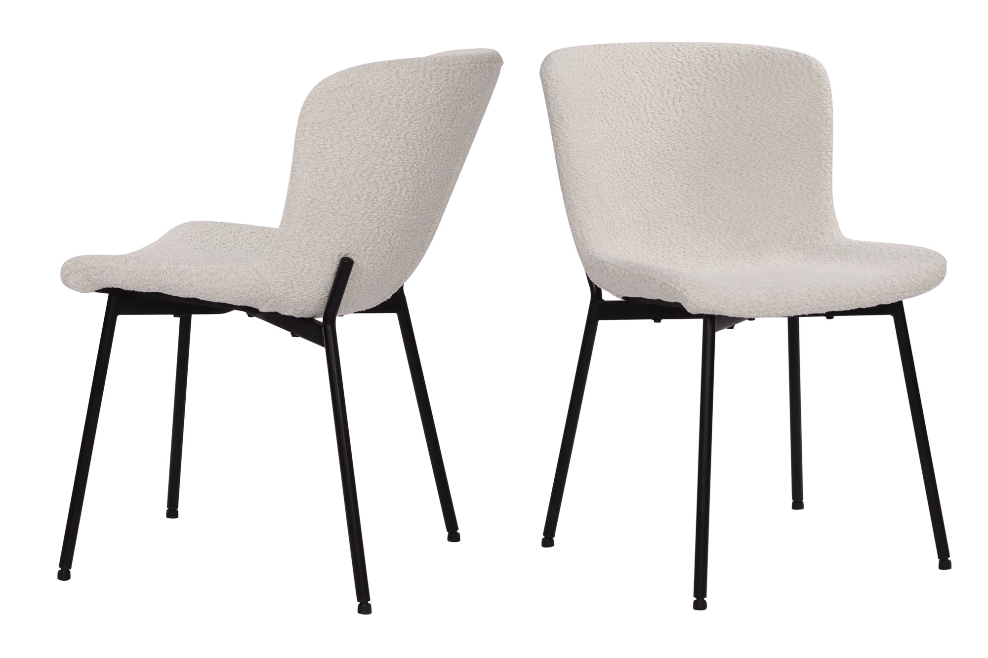 SIT&CHAIRS Stuhl 2er Set – Bezug weiß, Beine mattschwarz