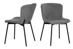 SIT&CHAIRS Stuhl 2er Set – Bezug grau, Beine mattschwarz