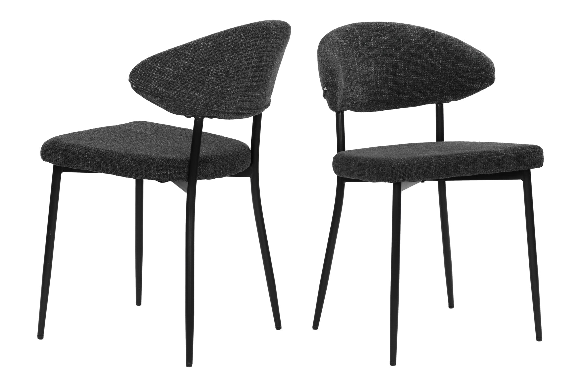 SIT&CHAIRS Stuhl 2er Set – Bezug dunkelgrau, Beine mattschwarz