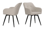 SIT&CHAIRS Armlehnstuhl 2er Set, mit Drehfunktion – Bezug beige, Beine mattschwarz