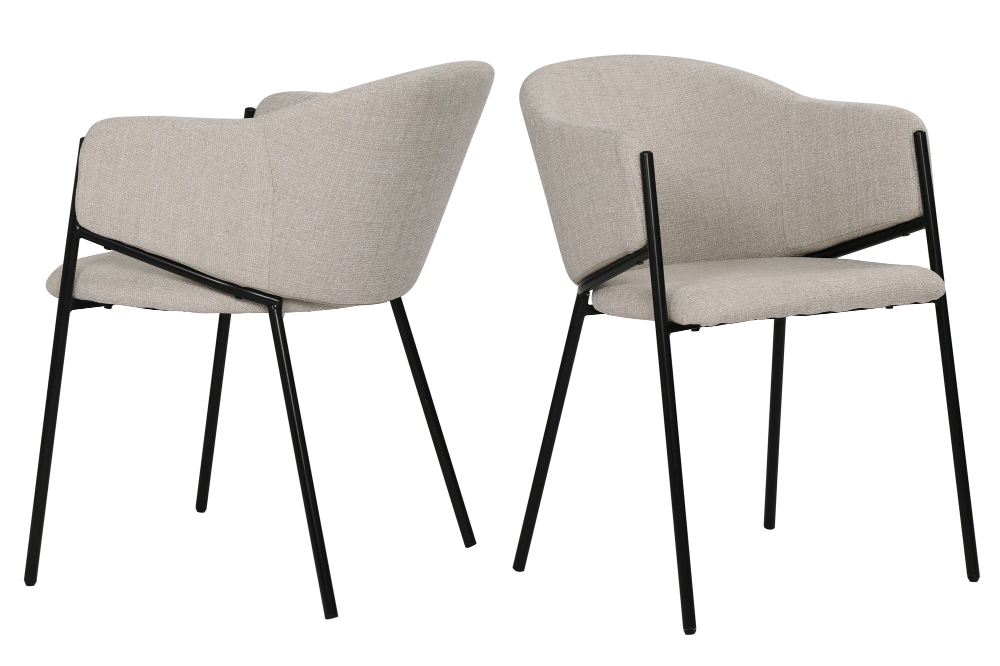 SIT&CHAIRS Armlehnstuhl 2er Set – Bezug beige, Beine mattschwarz