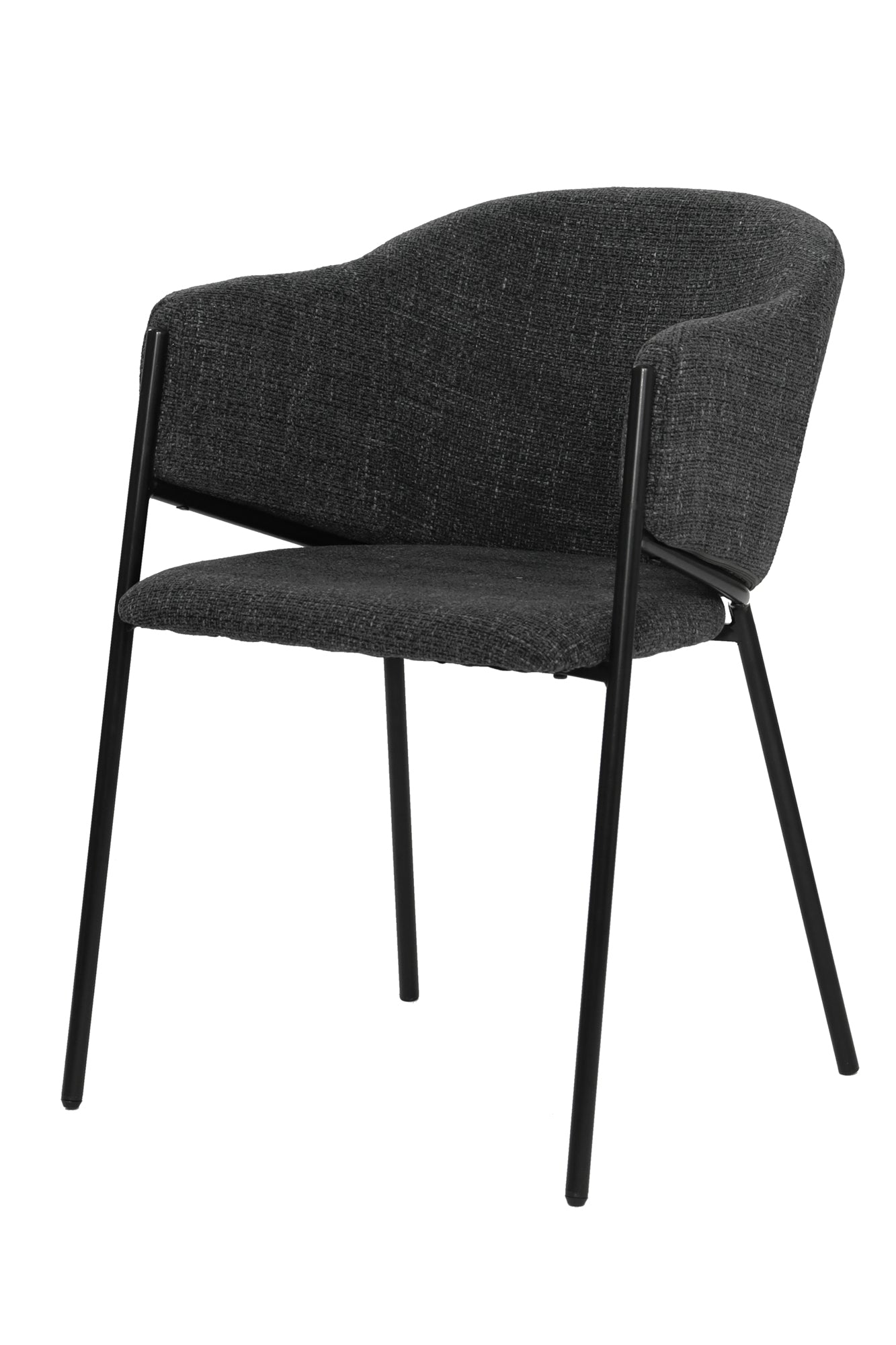 SIT&CHAIRS Armlehnstuhl 2er Set – Bezug dunkelgrau, Beine mattschwarz – Bild 3