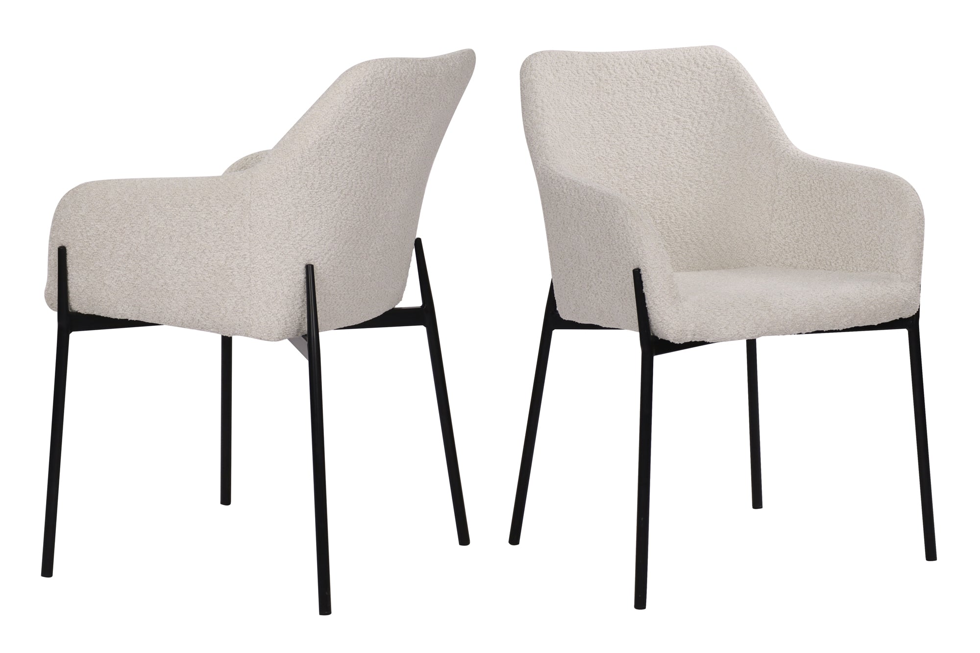 SIT&CHAIRS Armlehnstuhl 2er Set – Bezug weiß, Beine mattschwarz