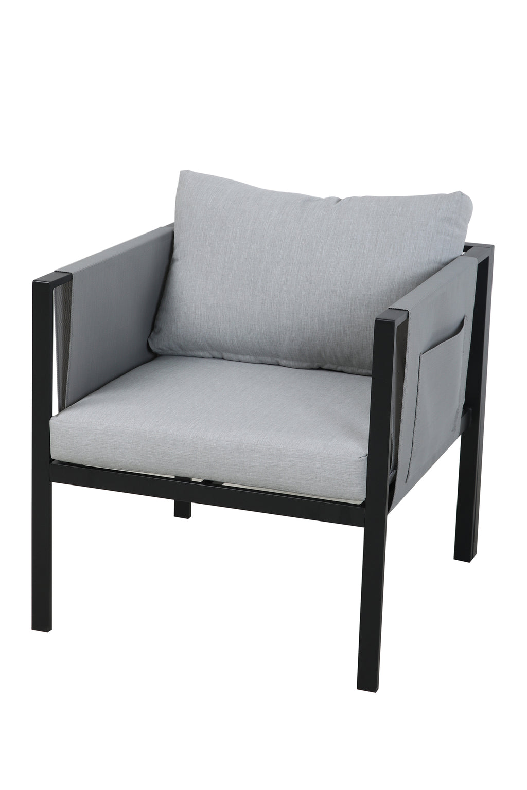 Möbilia - Sitzgruppe grau, schwarz – 2-Sitzer + 2 Sessel, 1 Couchtisch, Sitz- + Rü