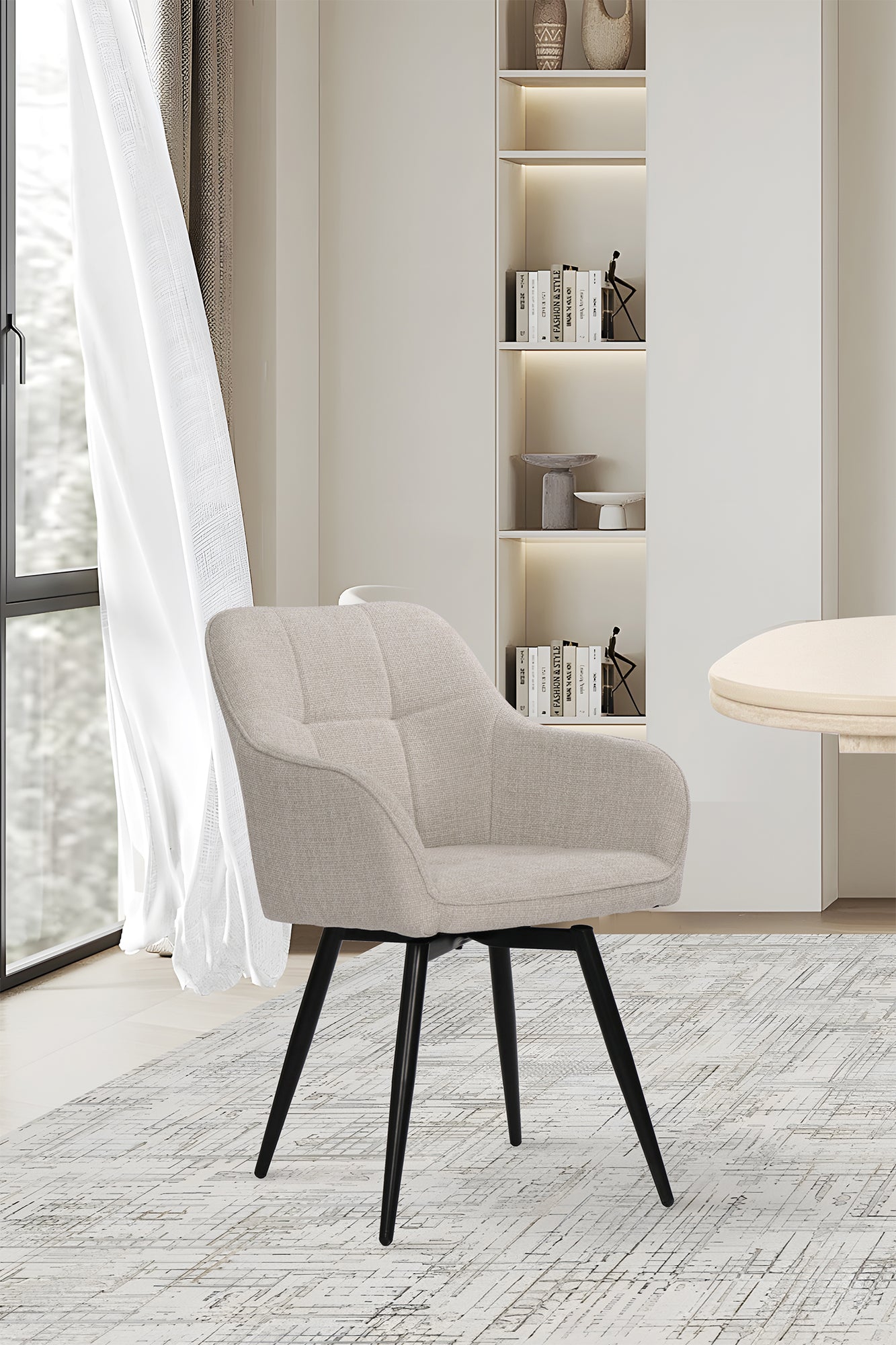 SIT&CHAIRS Armlehnstuhl 2er Set, mit Drehfunktion – Bezug beige, Beine mattschwarz – Bild 10