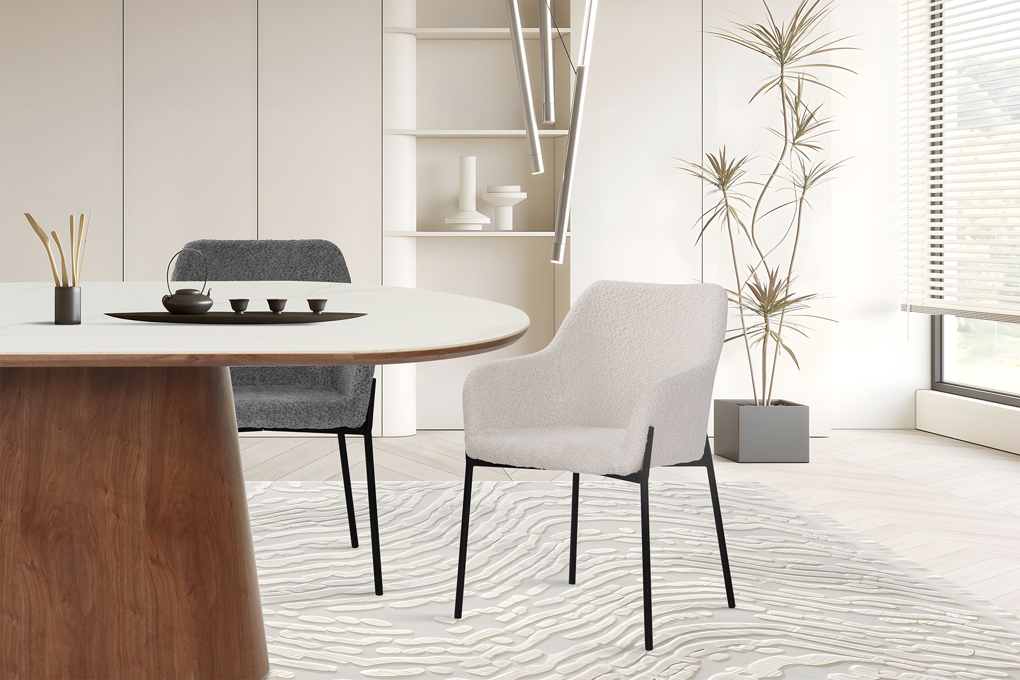 SIT&CHAIRS Armlehnstuhl 2er Set – Bezug grau, Beine mattschwarz – Bild 10