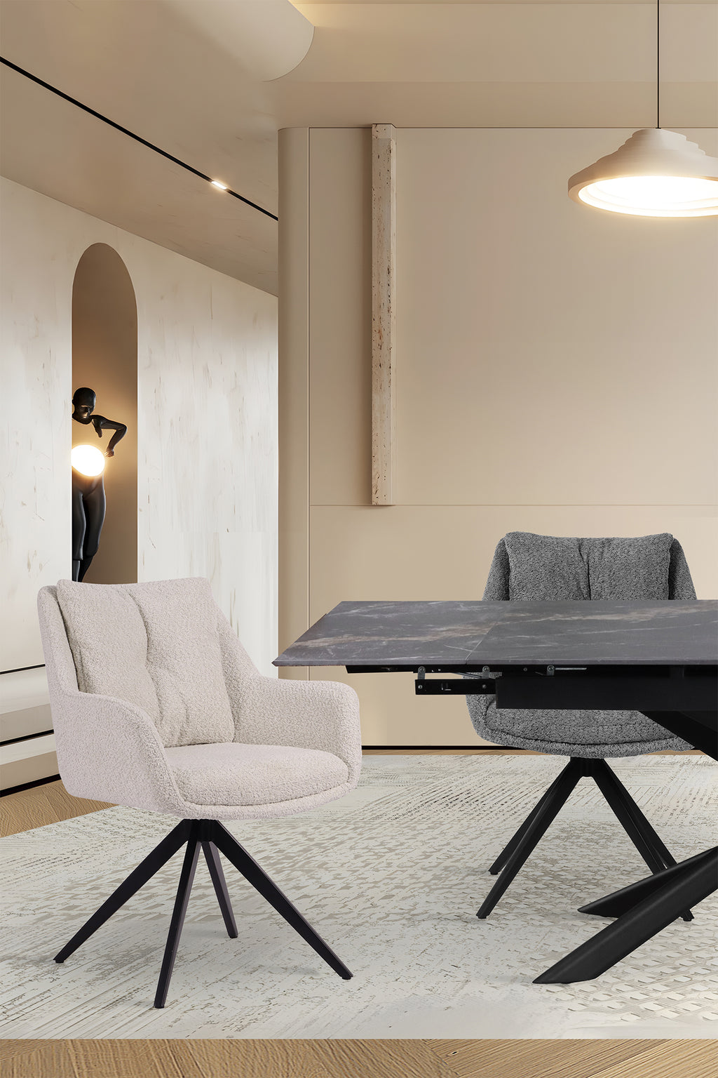 SIT&CHAIRS Armlehnstuhl – Bezug weiß, Beine mattschwarz – Bild 9