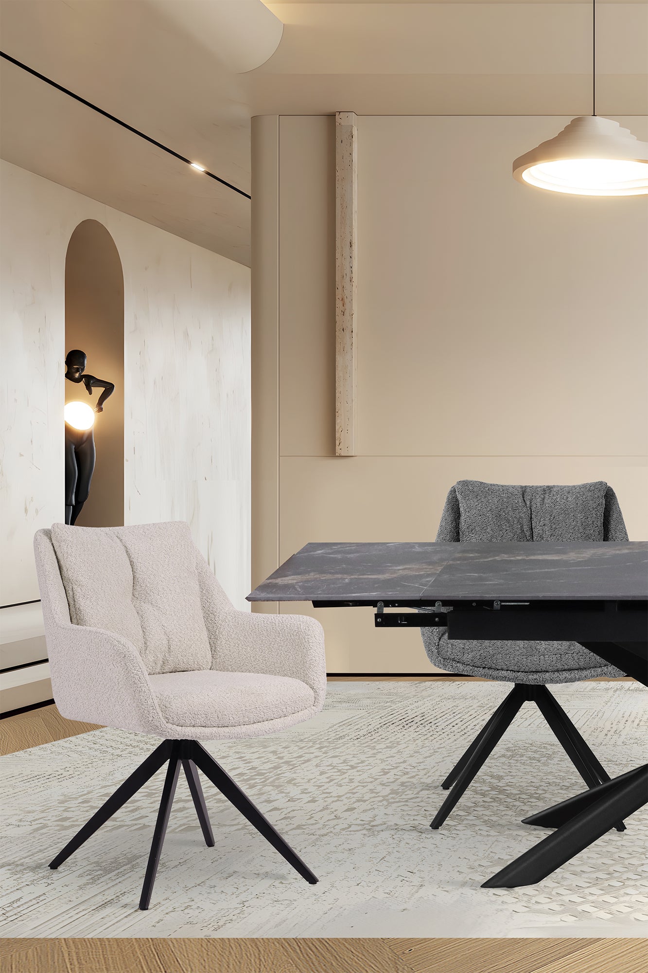 SIT&CHAIRS Armlehnstuhl – Bezug grau, Beine mattschwarz – Bild 9