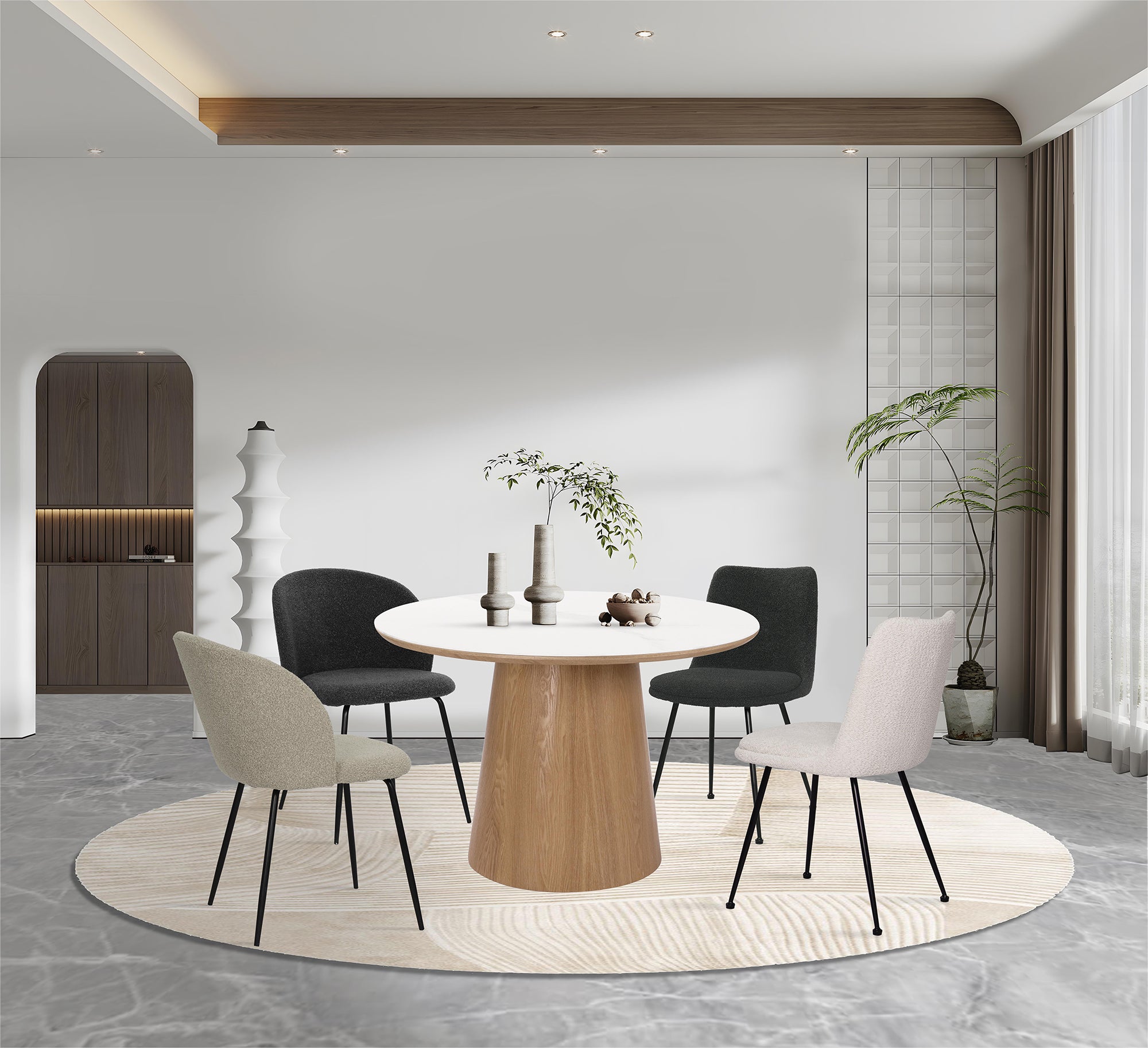 SIT&CHAIRS Stuhl 2er Set – Bezug taupe, Beine mattschwarz – Bild 11