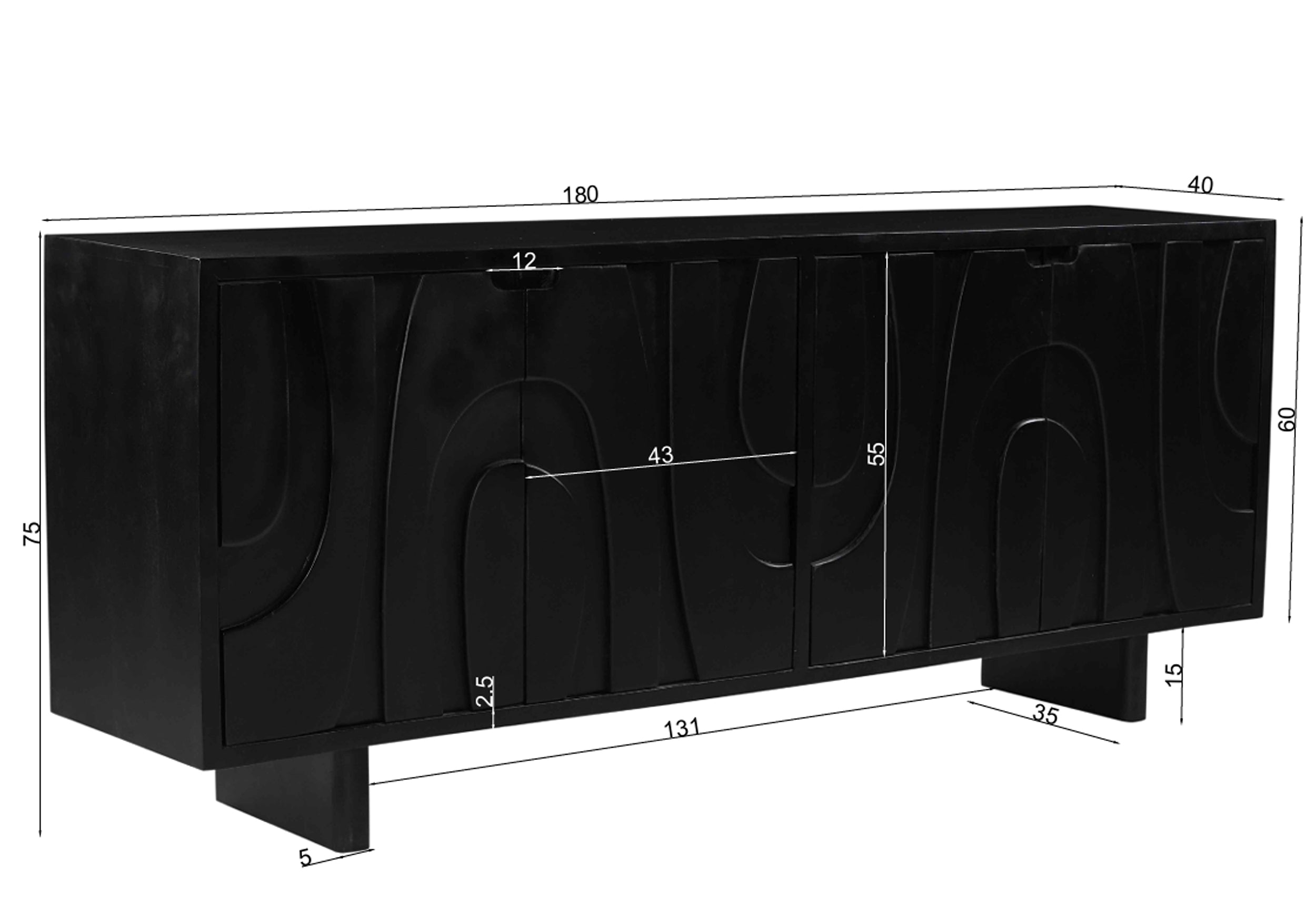 BLACK SMOOTH Sideboard – Schwarz – Bild 4