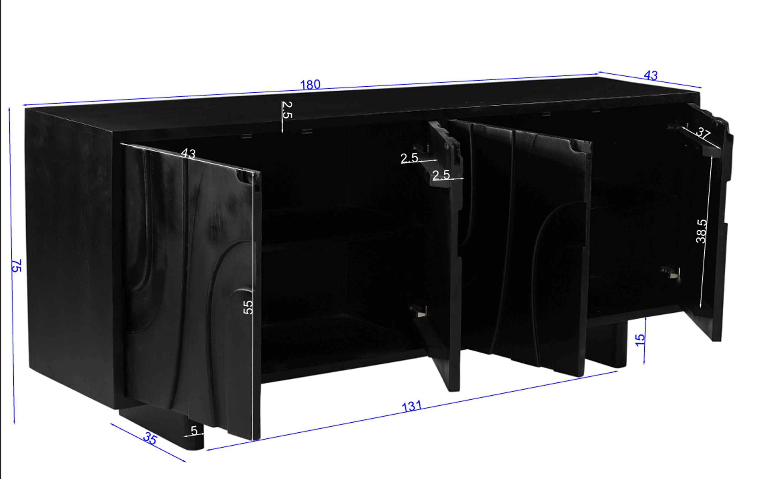 BLACK SMOOTH Sideboard – Schwarz – Bild 5