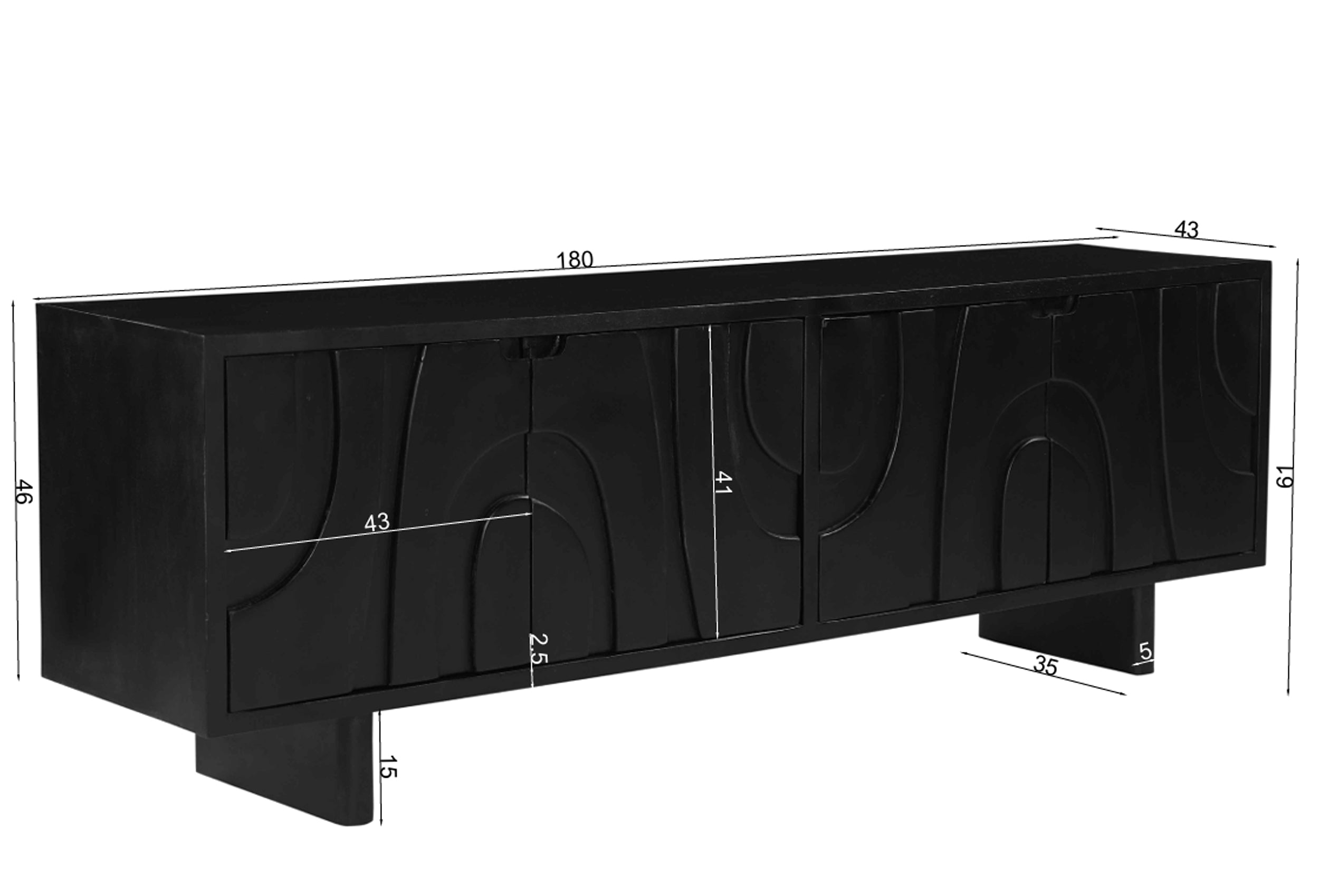 BLACK SMOOTH Lowboard – Schwarz – Bild 5