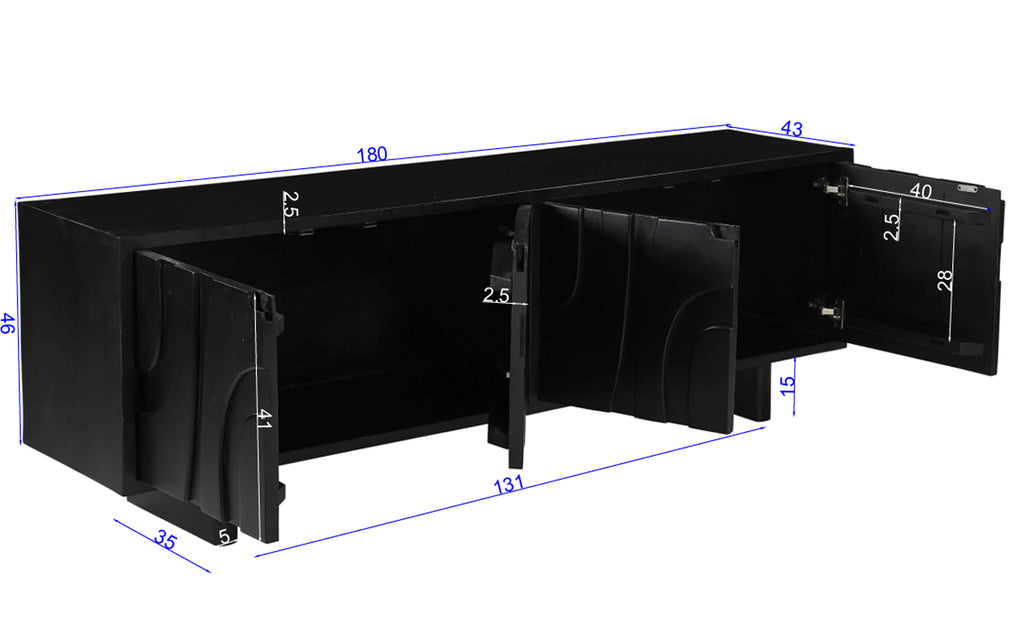 BLACK SMOOTH Lowboard – Schwarz – Bild 6