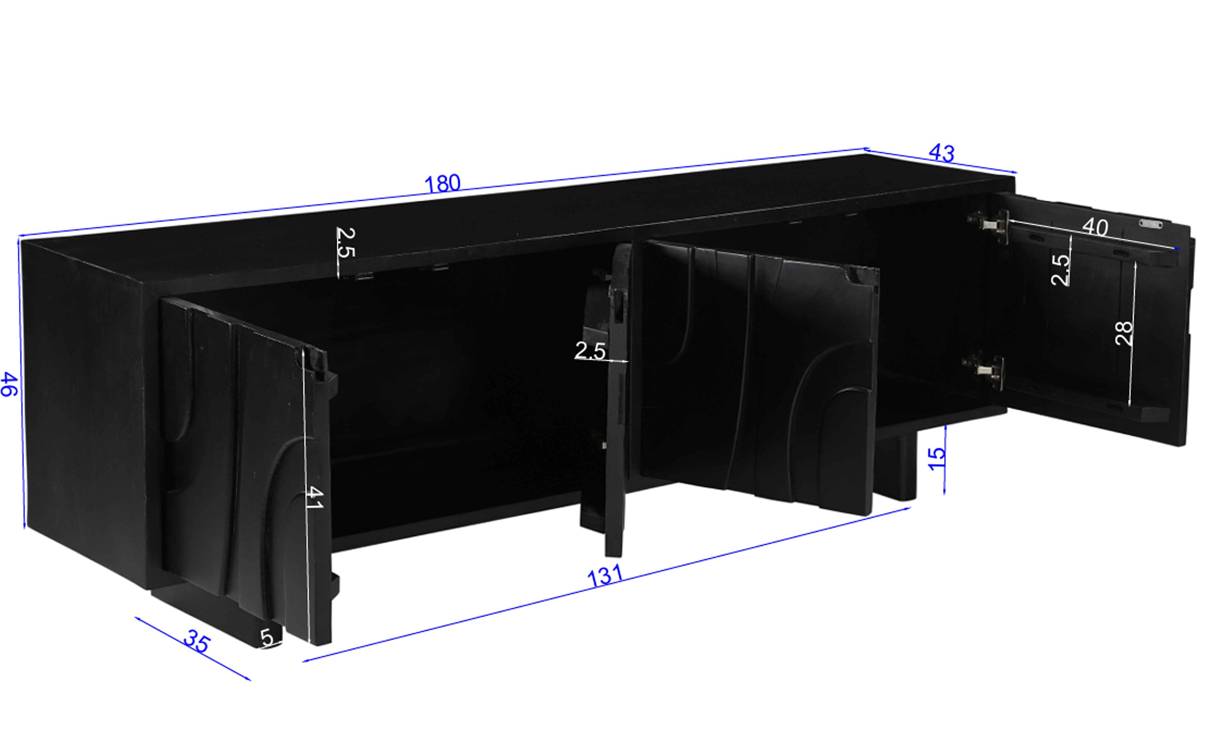 BLACK SMOOTH Lowboard – Schwarz – Bild 6