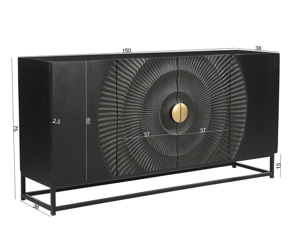 BLACK SMOOTH Sideboard – Schwarz, Gold – Bild 5