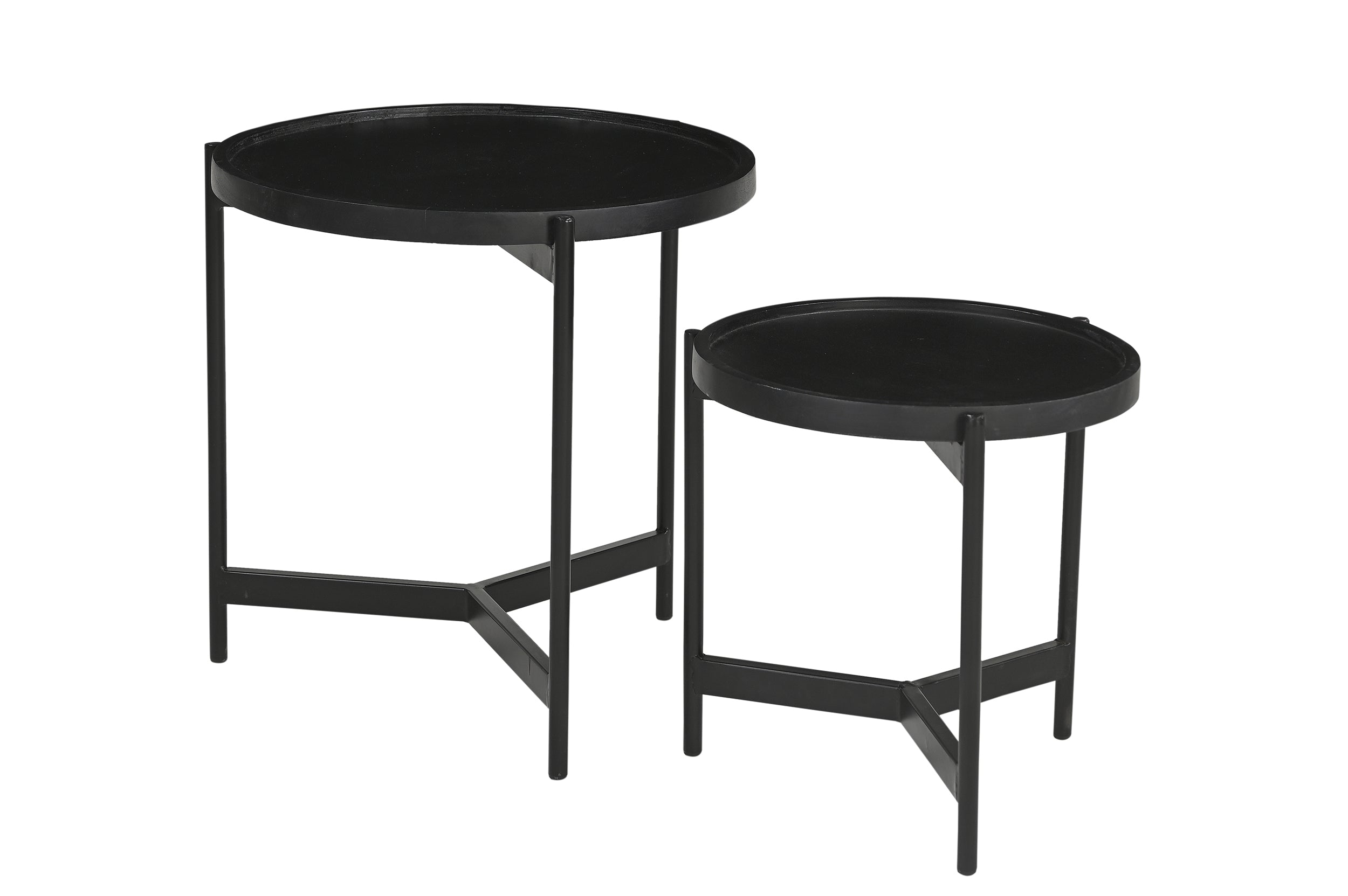 BLACK SMOOTH Beistelltisch 2er Set – Schwarz