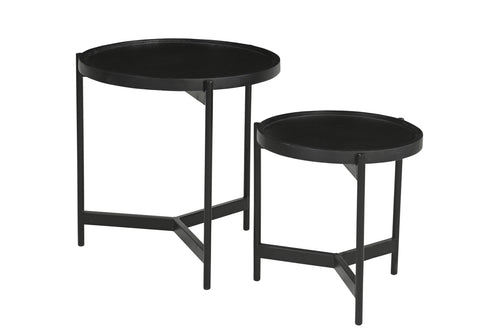 BLACK SMOOTH Beistelltisch 2er Set – Schwarz