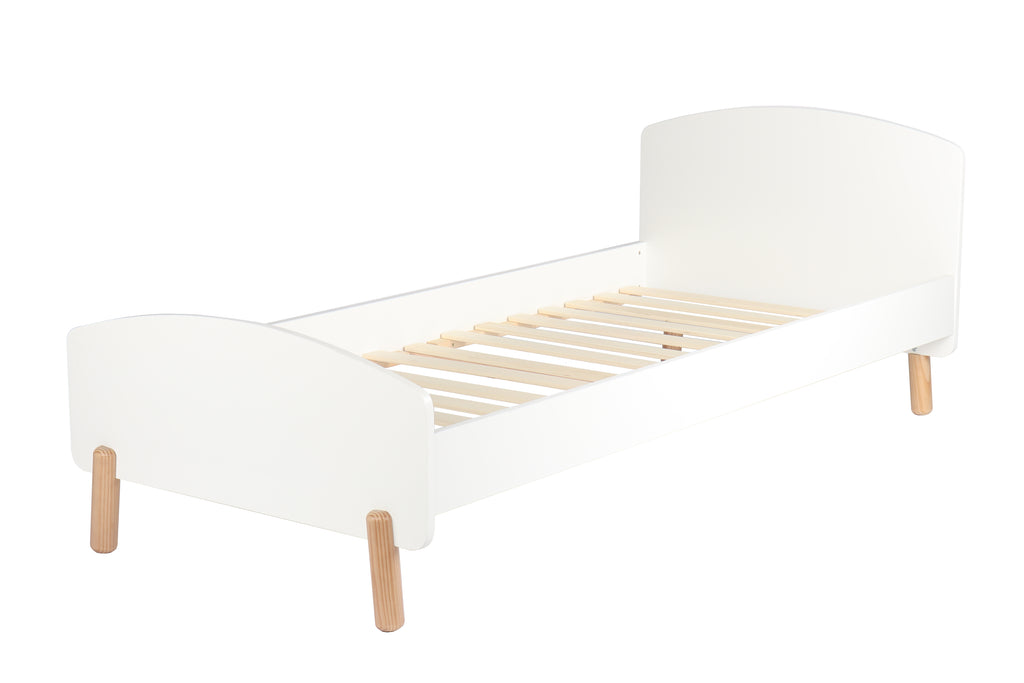 Möbilia - Bett 210x95x76 cm weiß, natur