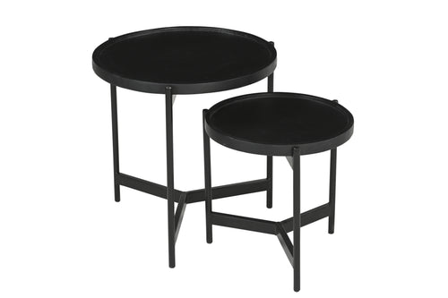 BLACK SMOOTH Beistelltisch 2er Set – Schwarz – Bild 2